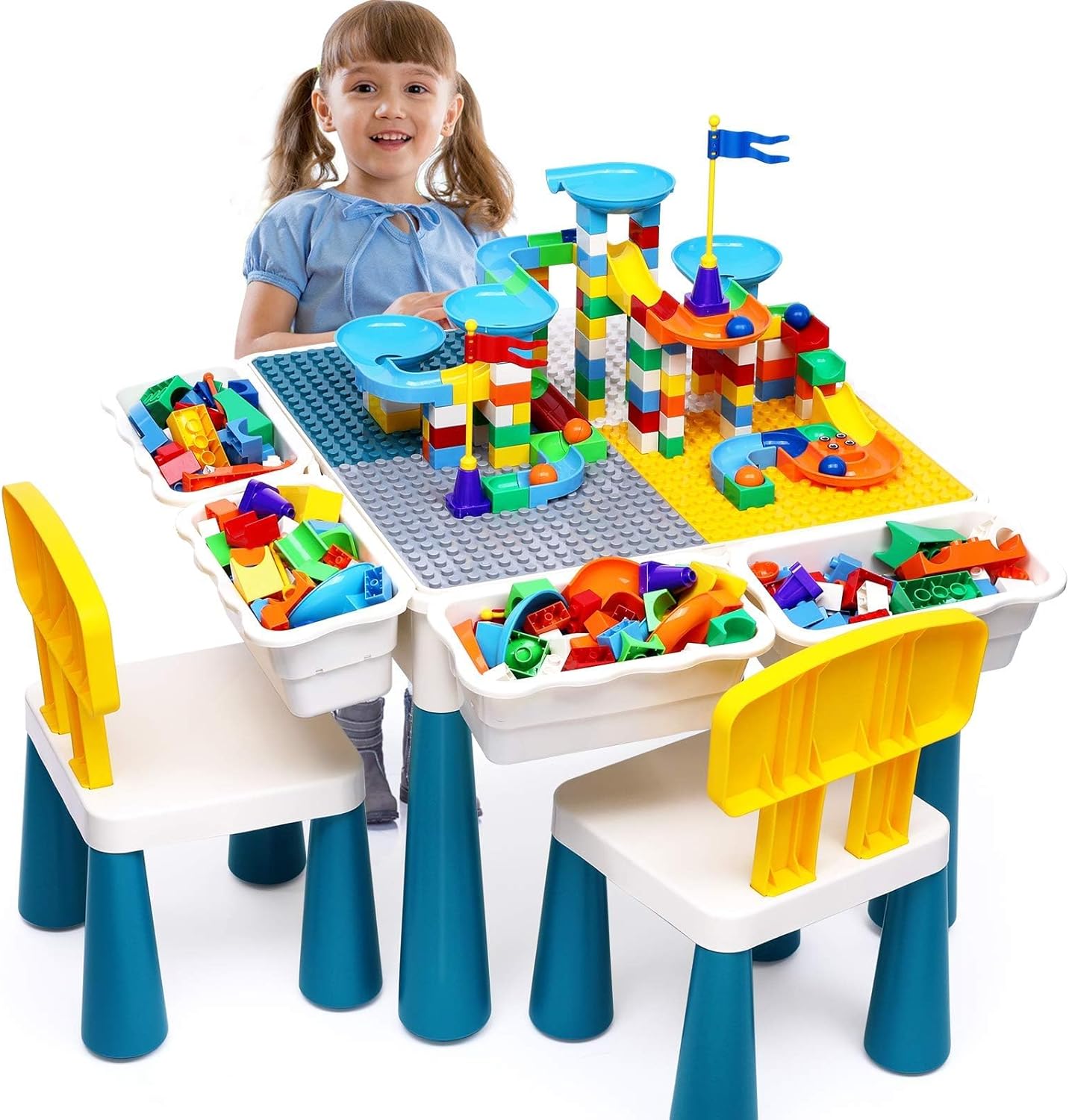 Kids Activity Table, Toddler Set, 152 Blocks