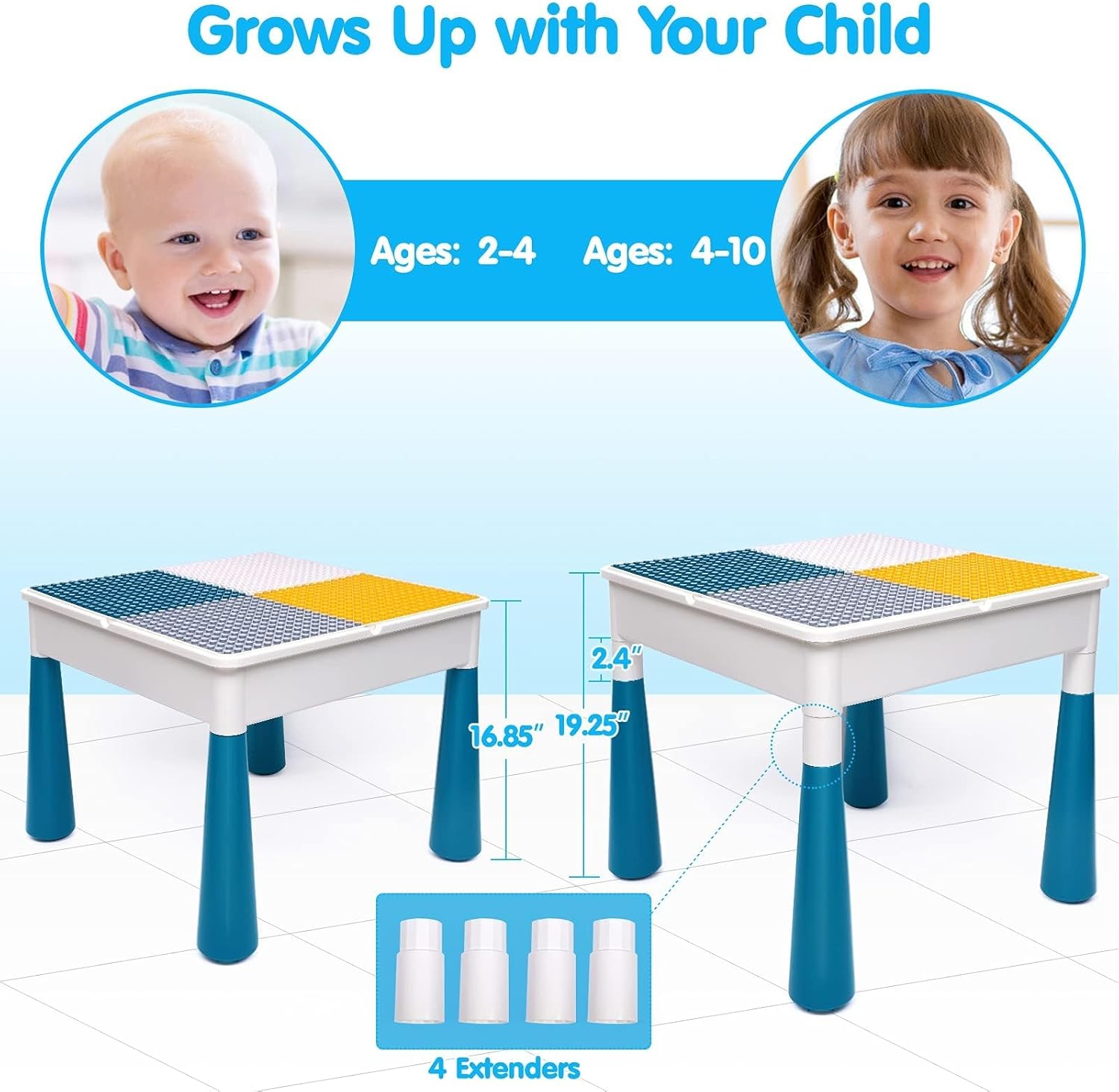 Kids Activity Table, Toddler Set, 152 Blocks