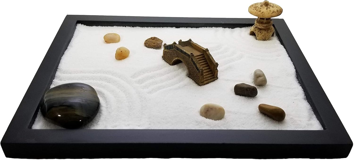 Garden for Desk with Rake, Rocks & Figures