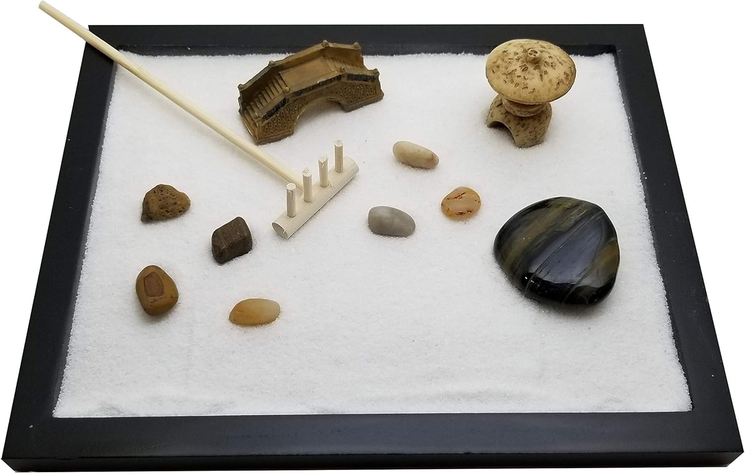 Garden for Desk with Rake, Rocks & Figures