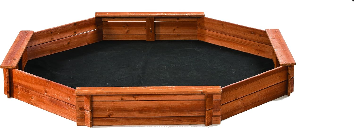 Octagonal Wooden Cedar Sandbox, Eco Cover