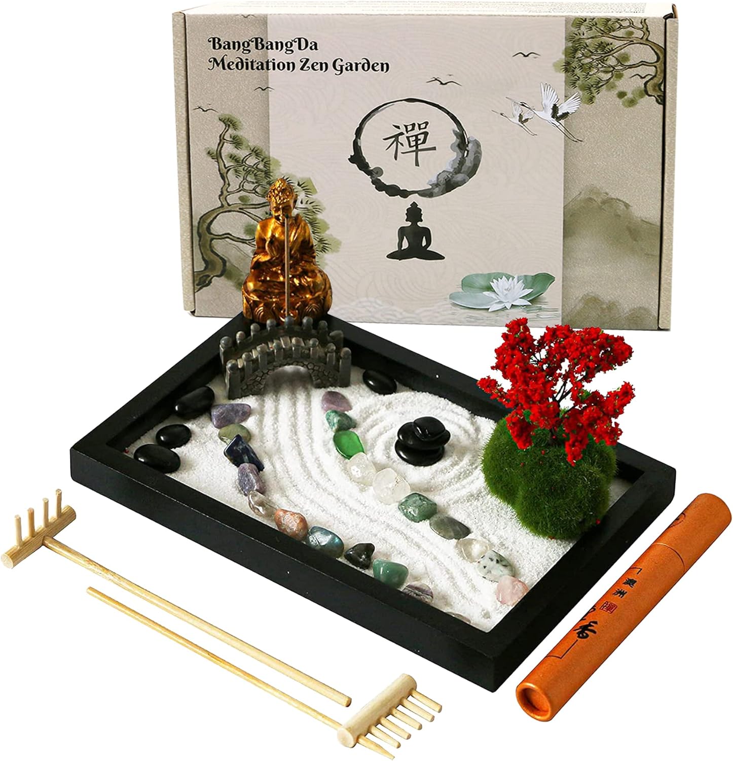 Mini Meditation Garden Set, Japanese Desktop Sand Garden