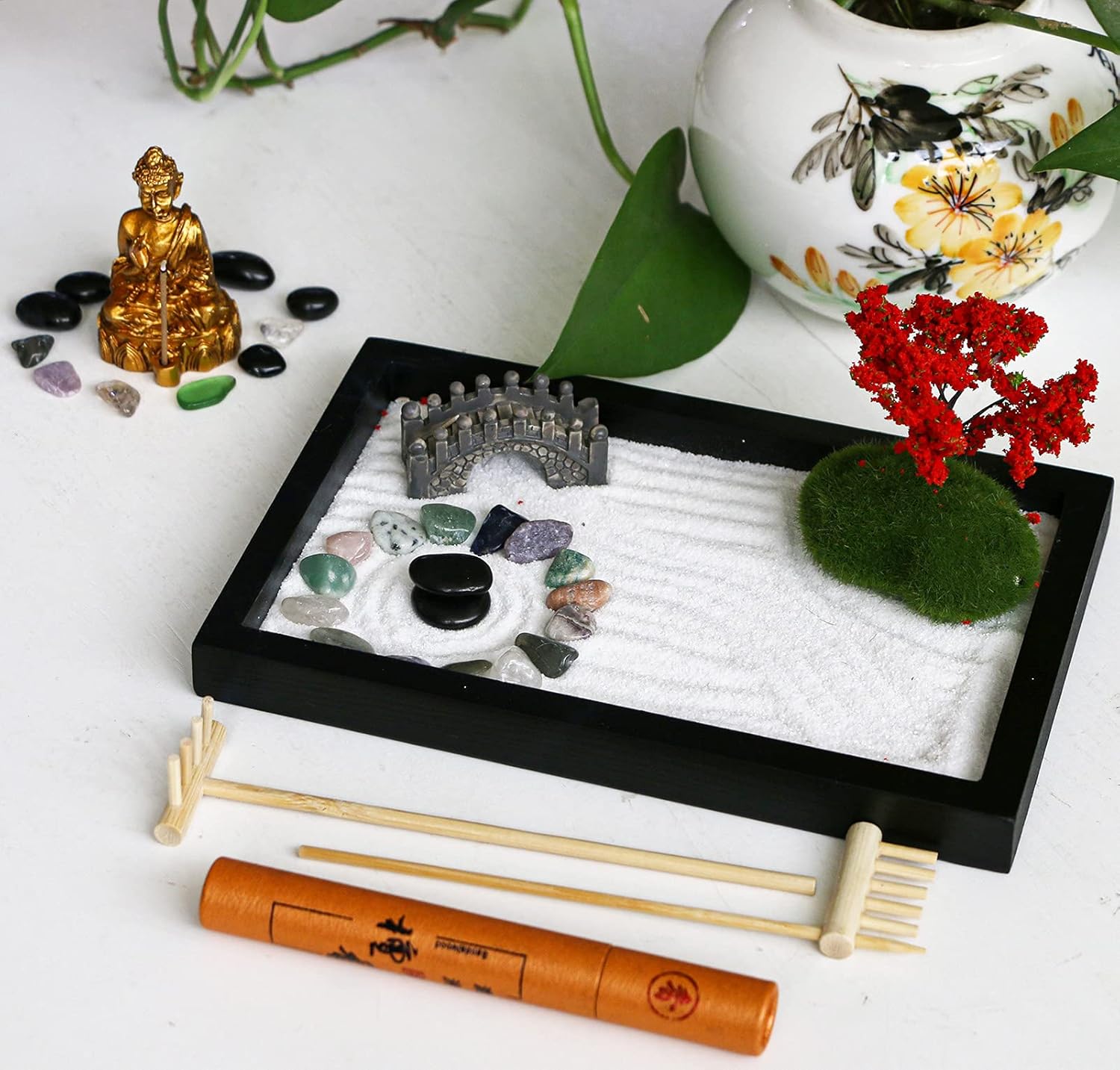Mini Meditation Garden Set, Japanese Desktop Sand Garden
