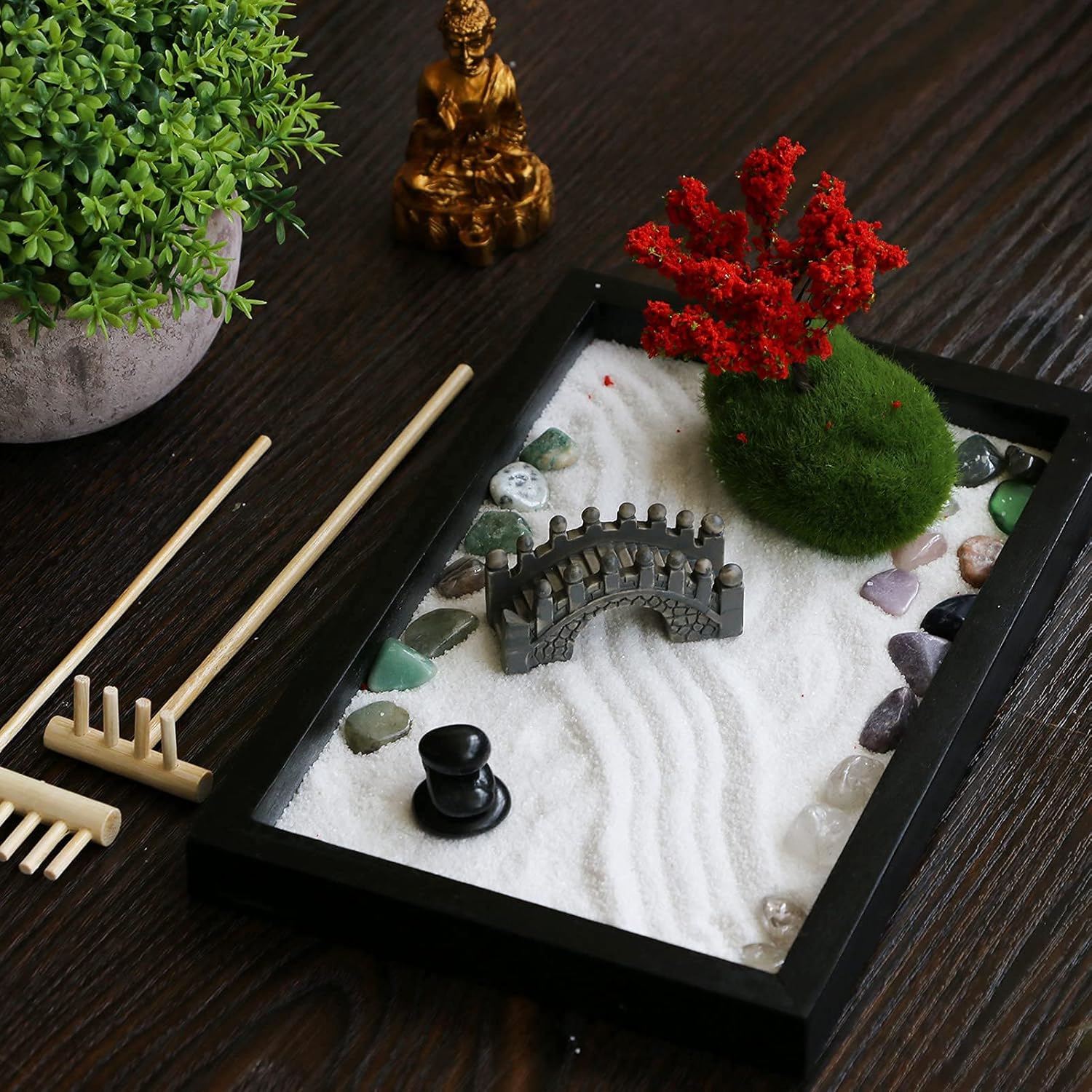 Mini Meditation Garden Set, Japanese Desktop Sand Garden