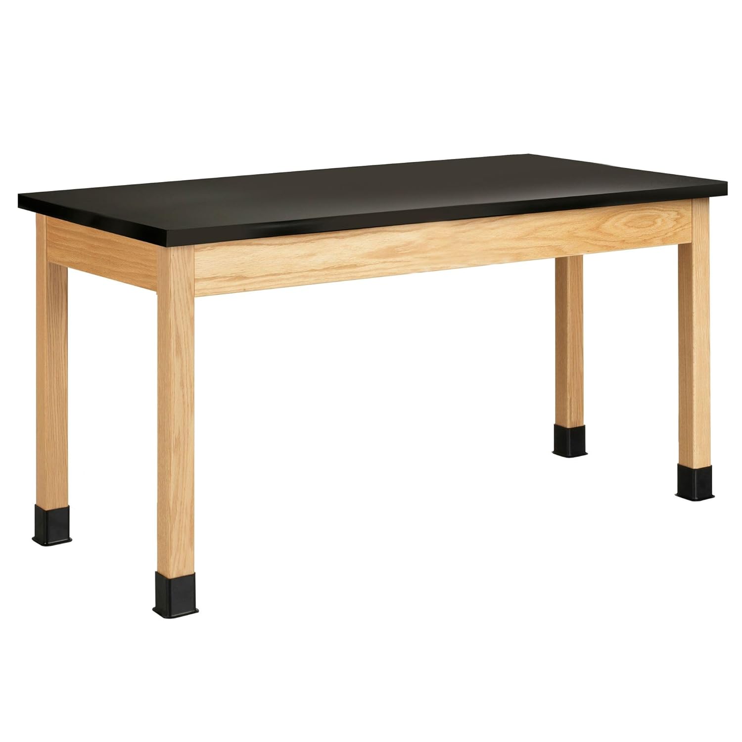 Multi-Space School Classroom Science Lab Table, Black Phenolic Table Top Workbench, 182.88 cm x 76.20 cm x 76.20 cm, Solid Oak Veneer, Made in USA