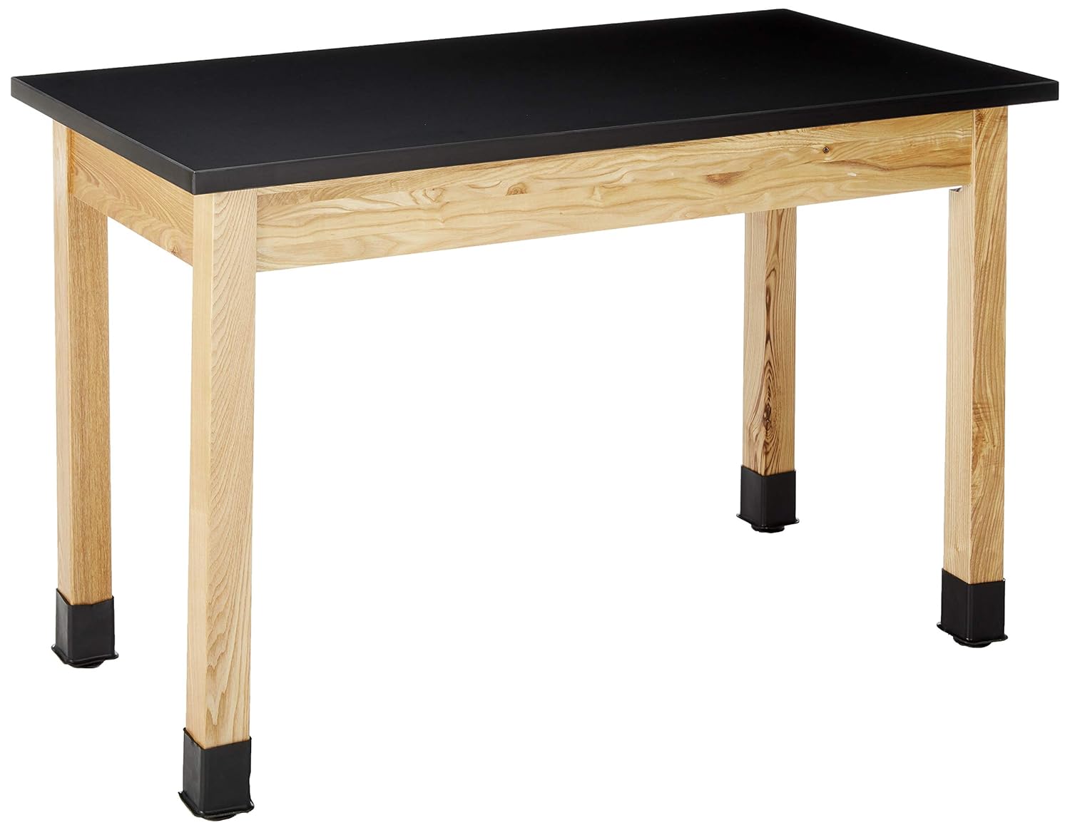 Chem Res top science table, 60.96 cm X 121.92 cm, black top and Ashwood legs