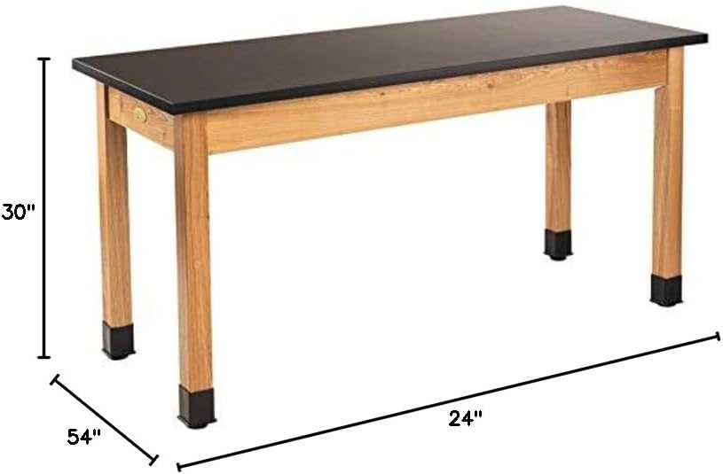60.96 x 137.16 cm Modern Solid Ash Science Lab Table with Red, Black