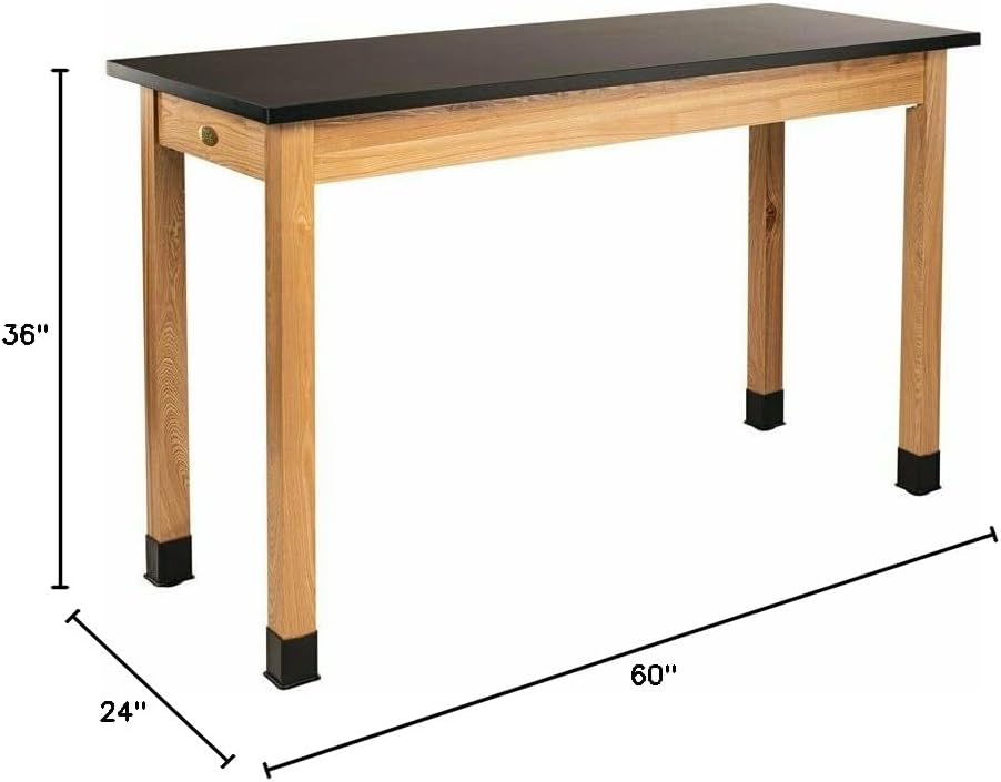 24x48 Modern Solid Wood Science Lab Table with Top in Black