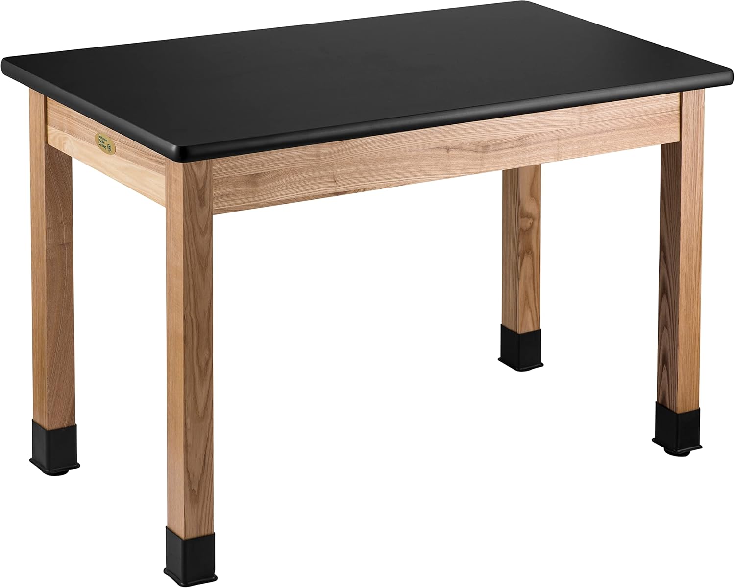 High Pressure Laminate Top Science Lab Table, 137.16 cm L X 76.20 cm H, black top and ash wood legs