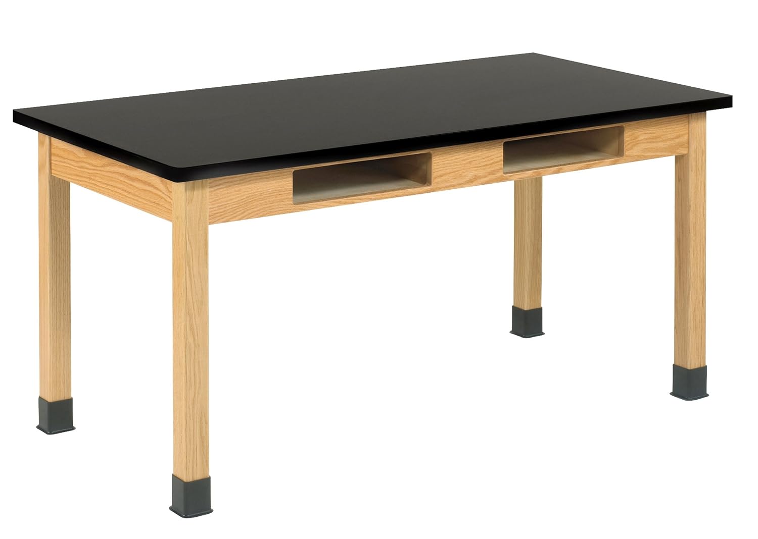Versatile Wooden C7306K30N Oak Table with Book Compartment, 2.54 cm Epoxy Top, 182.88 cm W x 60.96 cm D x 76.2 cm H