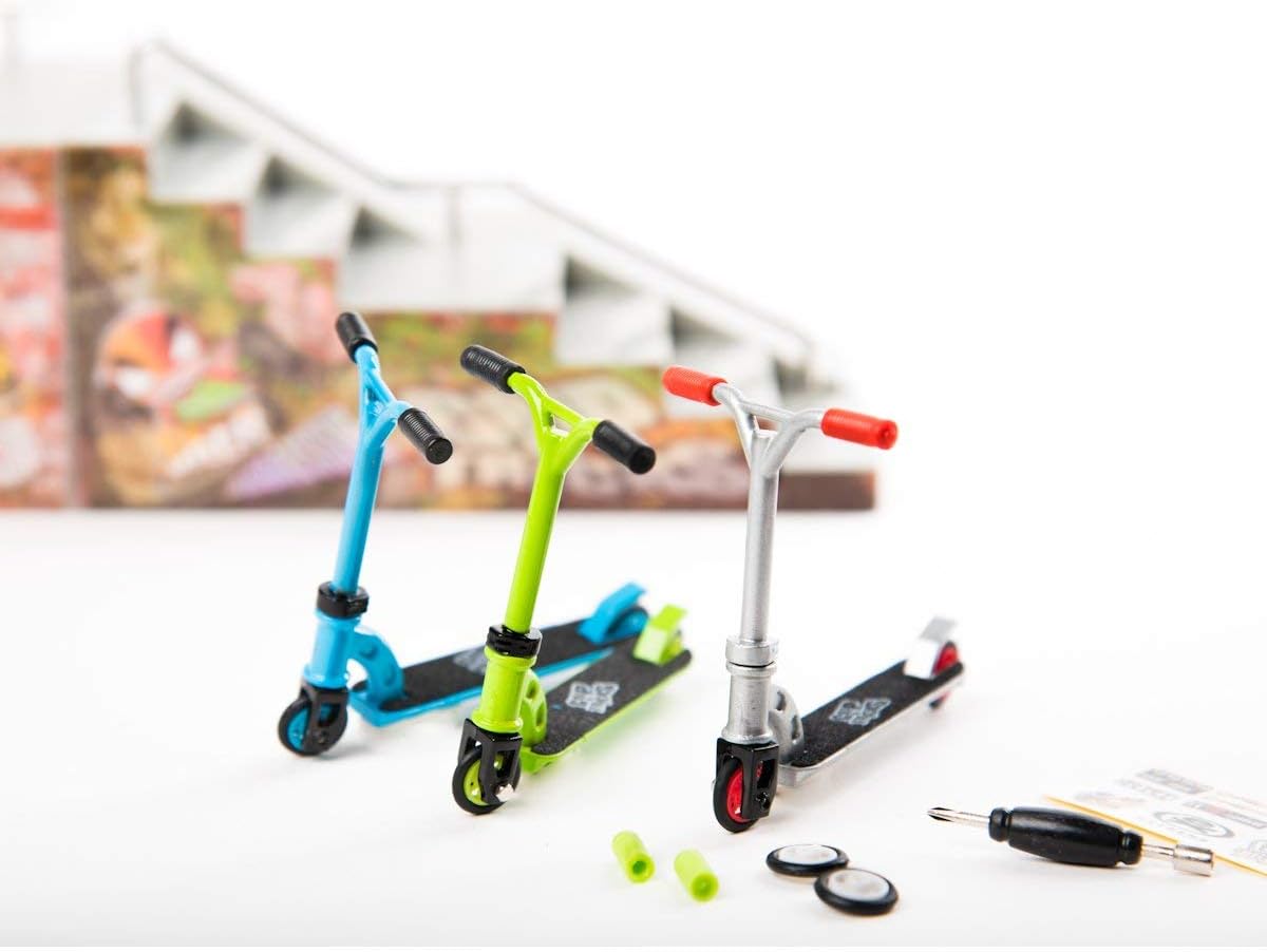 Orange Finger Scooter with Extra Wheels and Tools
