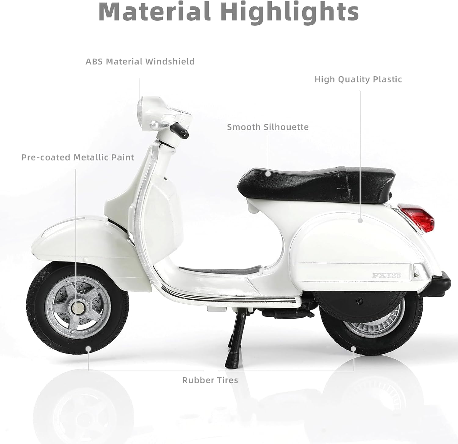 1/18 Scale Vespa PX Mini Scooter Model Toy, White