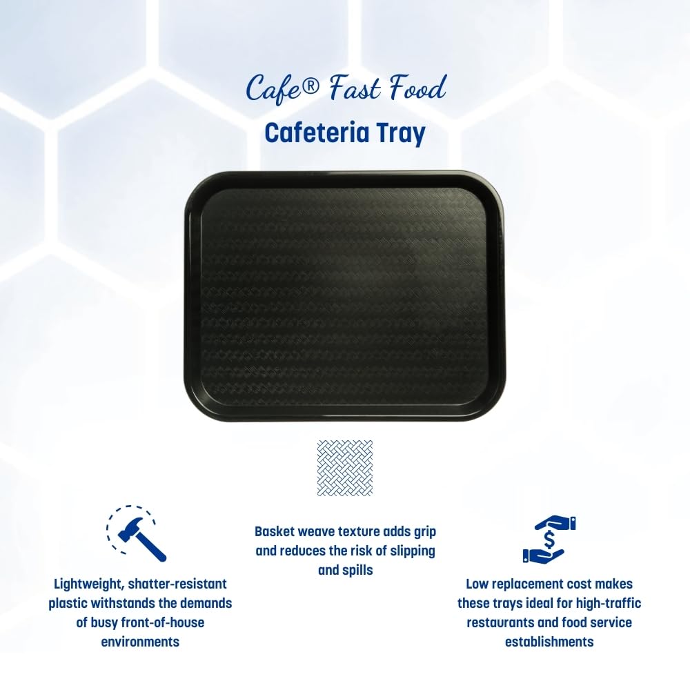 Carlisle CT141803 Cafe 14" x 18" Black Standard Plastic Fast Food Tray