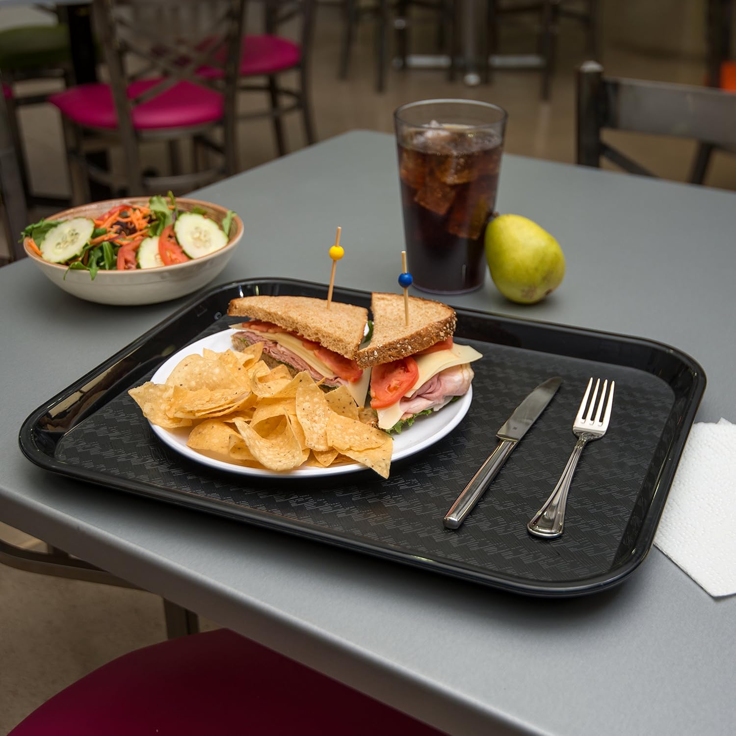 Carlisle CT141803 Cafe 14" x 18" Black Standard Plastic Fast Food Tray