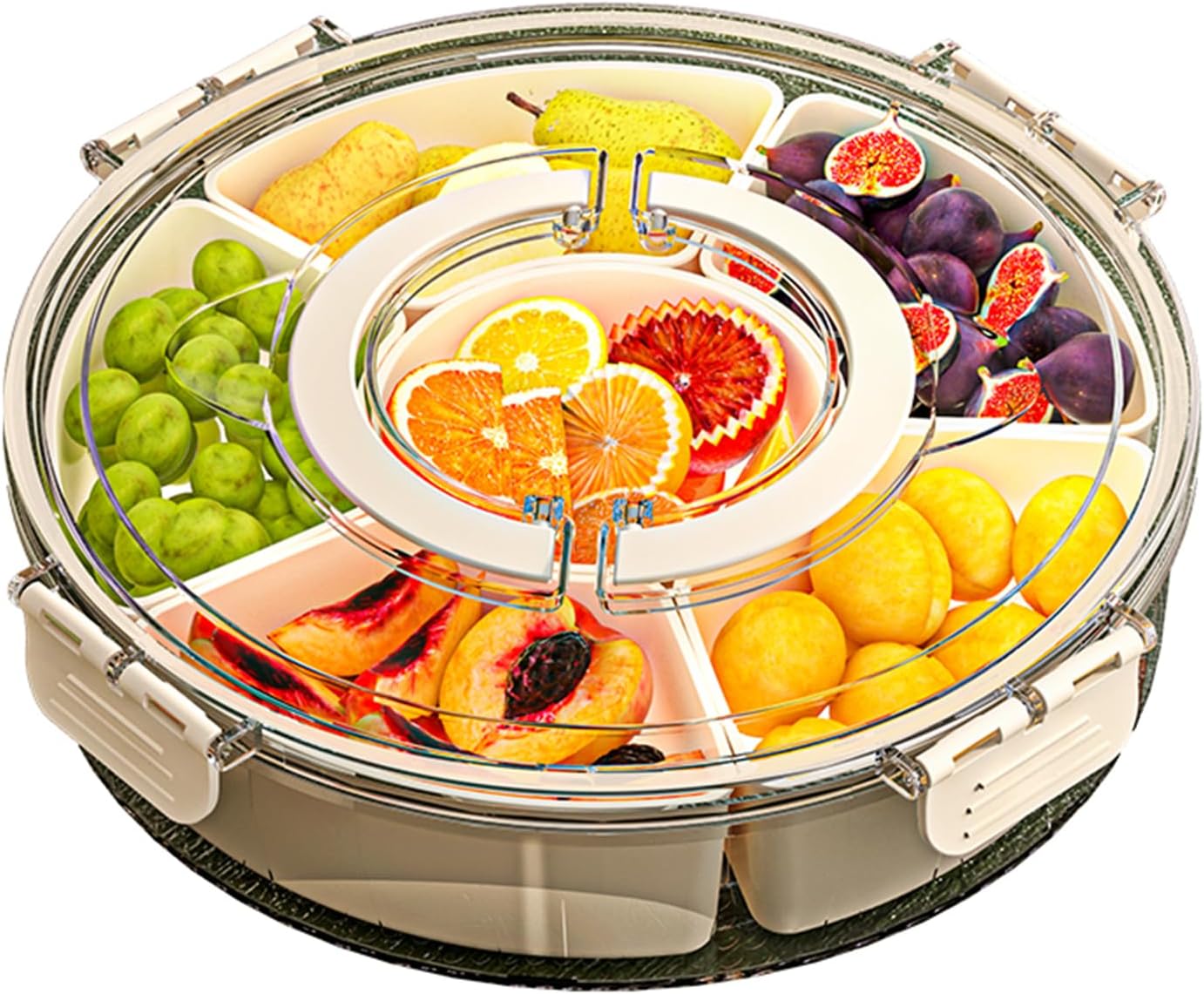 Divided Tray with Lid and HandleFruit ContainerRefrigerator Snack BoxContainer Divided Storage Box for FoodOutdoor Party SnacksCookie and Spice Organizer