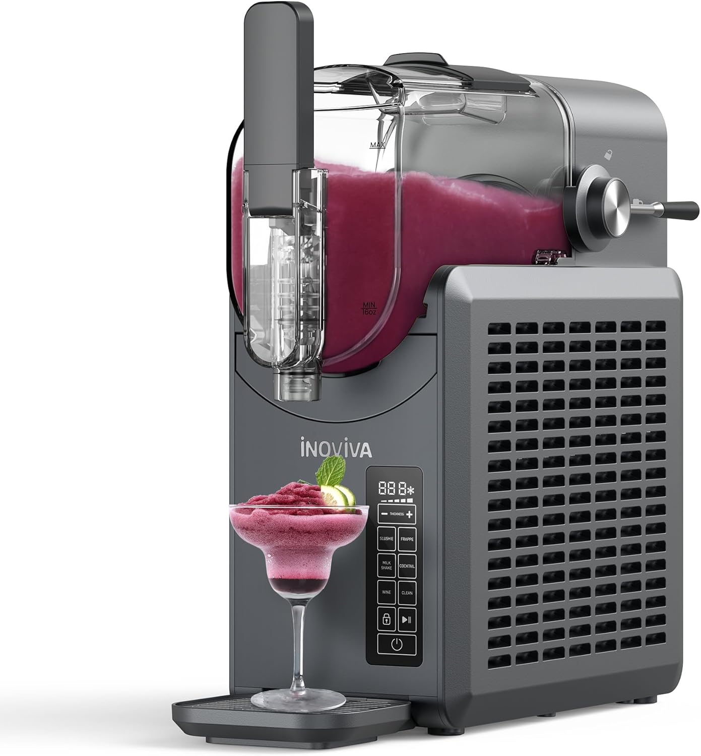 Slushie Machine, No Ice Required, 96 oz (approx. 2.4 kg) Inoviva Home Slushie Machine with Self-Cleaning Feature, Professional FroDrinks Machine, 5 Preset Programs, FroMargaritas, Smoothies, Shakes and more!