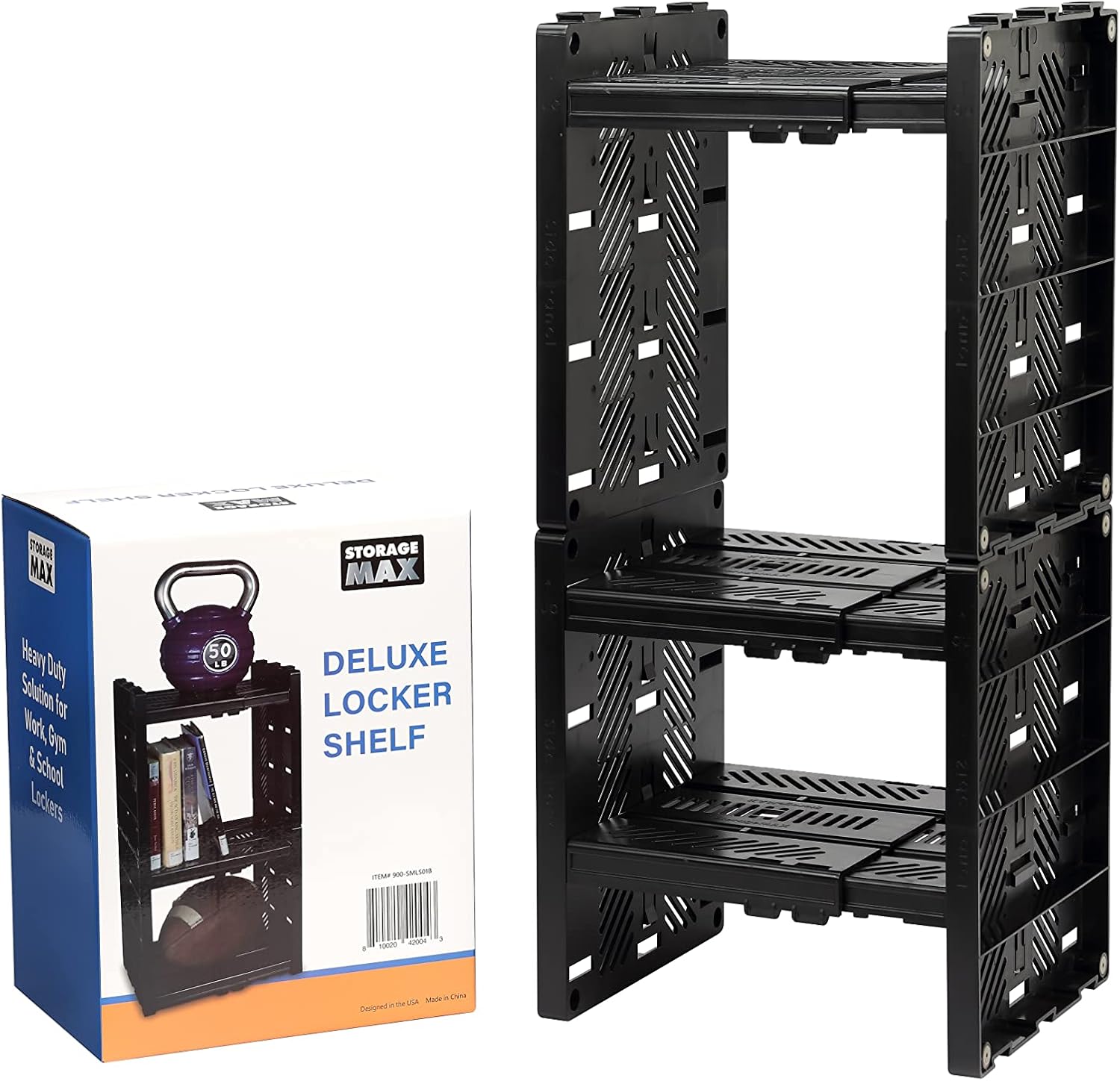 Deluxe School Locker Organizer with 3 Adjustable Shelves - Fits Lockers 8.75 inches (approx. 22.2 cm) and 12.5 inches (approx. 31.8 cm) wide