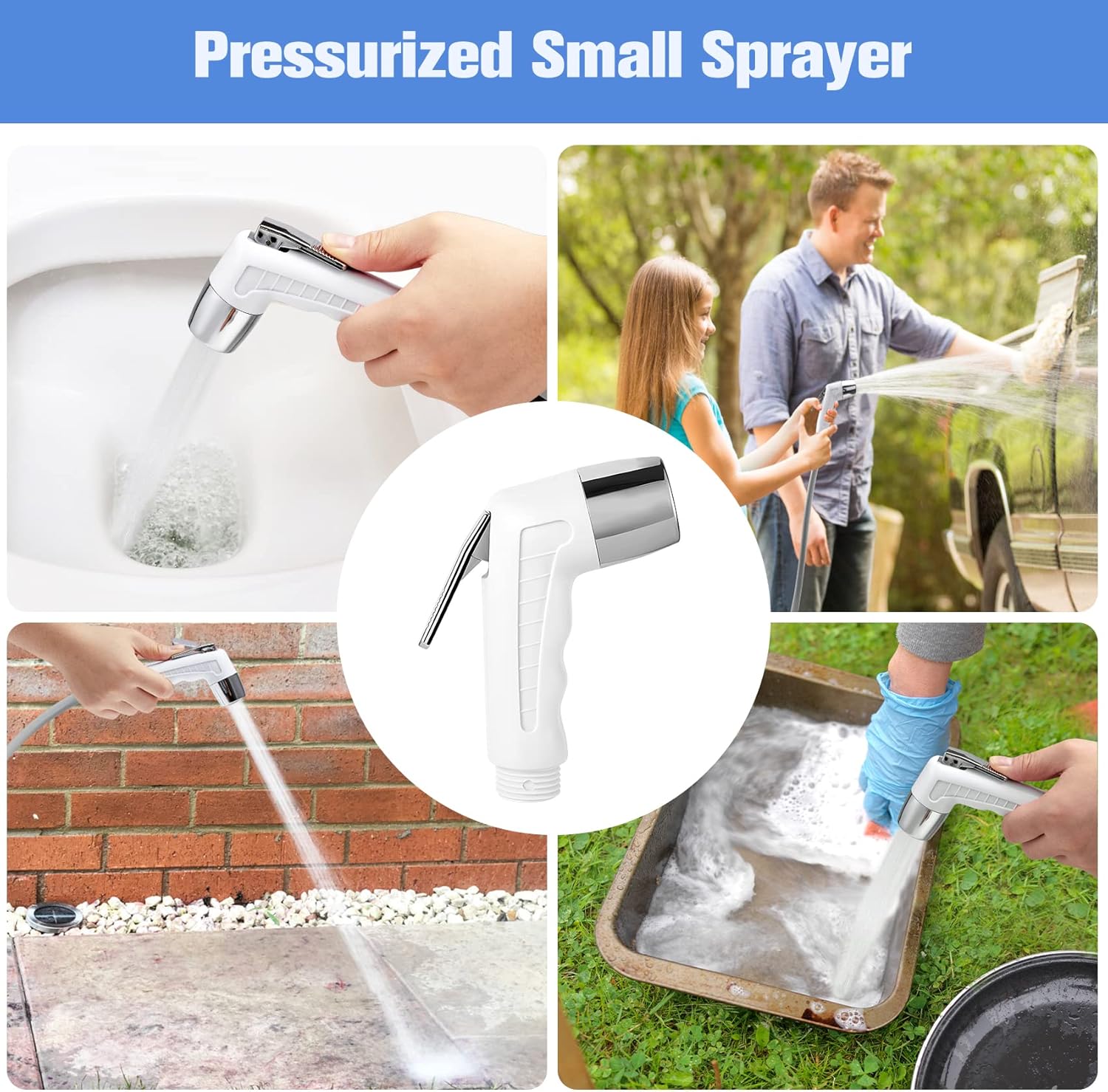Portable Camping Shower, Outdoor Electric Shower Rechargeable Battery with LED Light, Shower Pump for Camping, Hiking, Traveling, Car Wash, Pet Bathroom