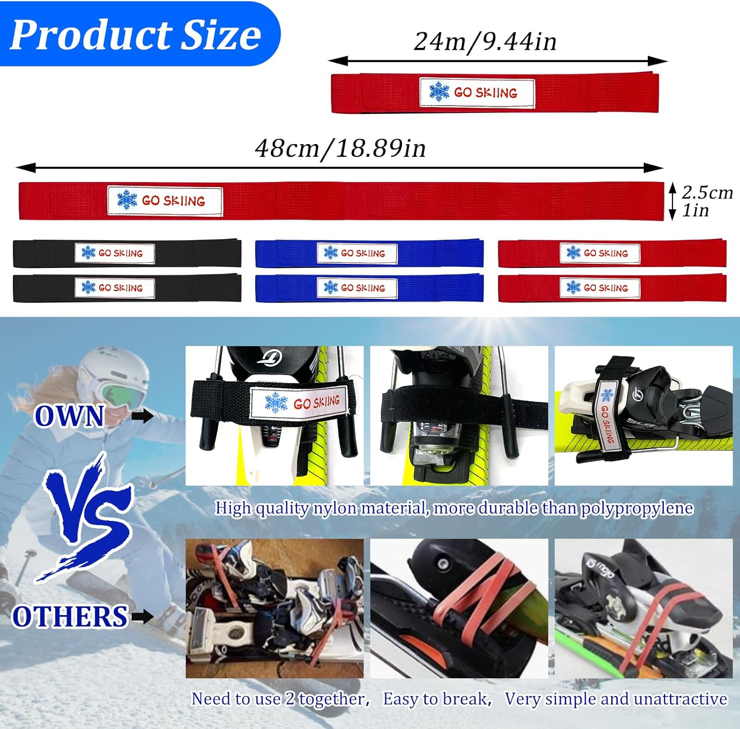 18.9" Adjustable Ski Brake Retainer Durable Reusable