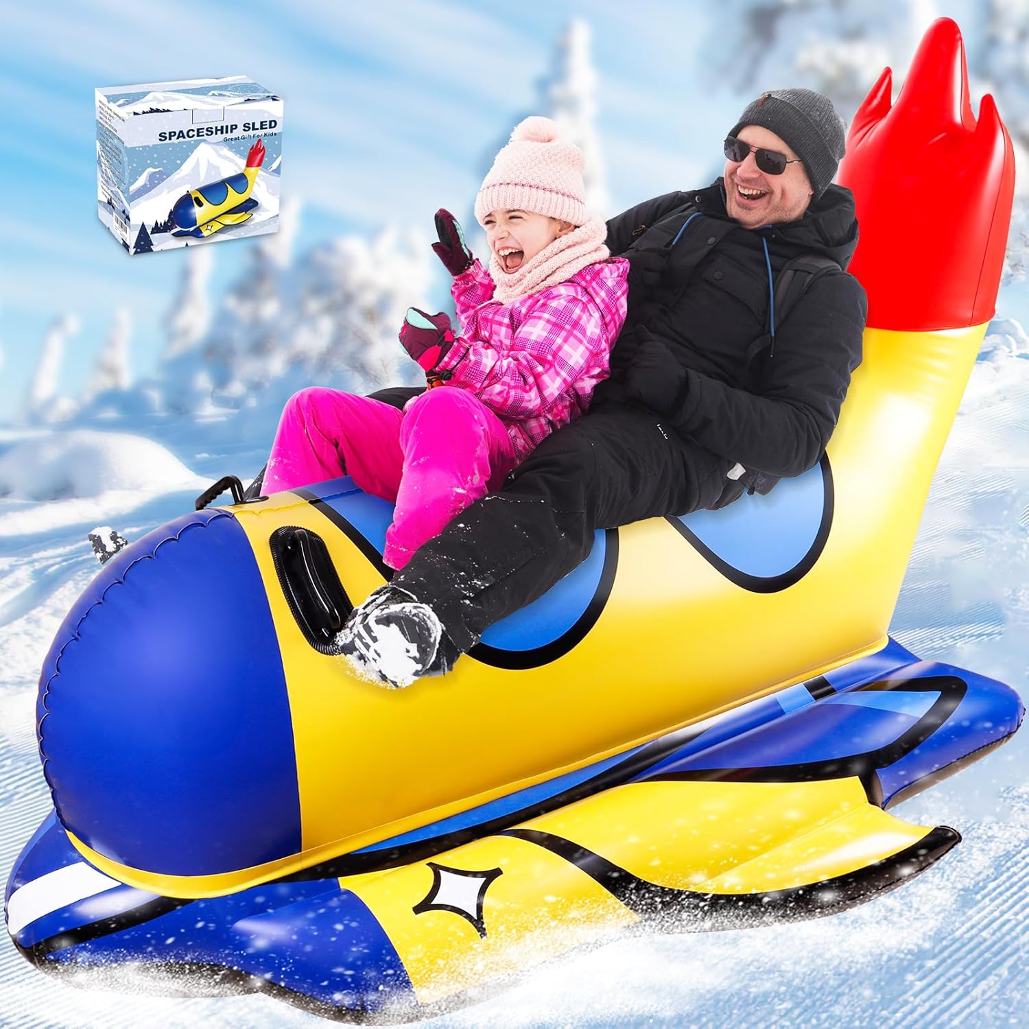 64 Inch Inflatable Snow Tube for Kids Adults