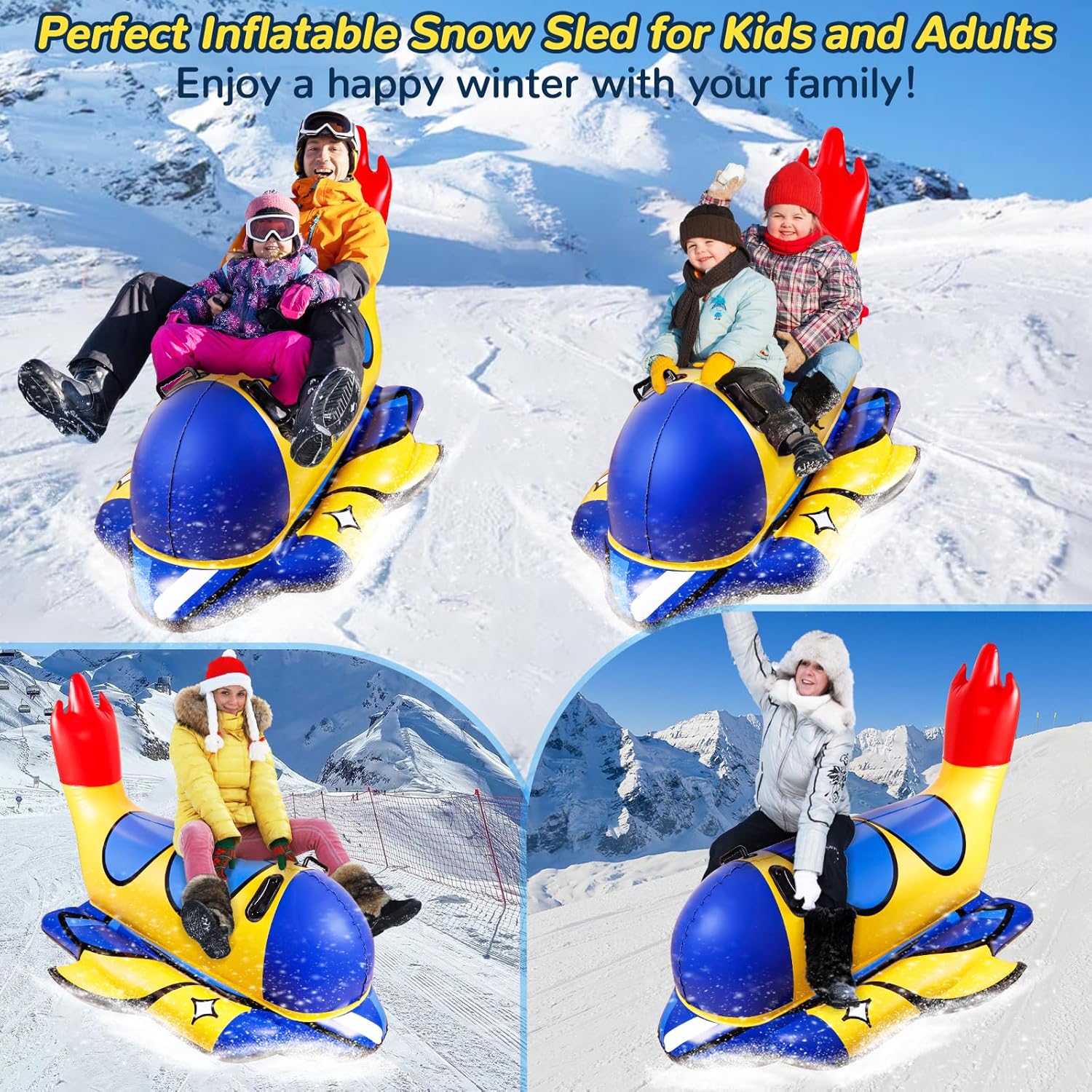 64 Inch Inflatable Snow Tube for Kids Adults