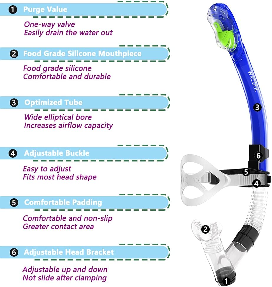 Training Headstrap Support Dry Top Snorkel Tube