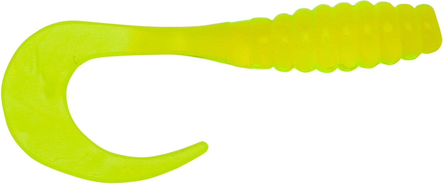 YUM Ribbontail Grub Curly Tail Swimbait Bass Fishing Lure, 3 in. long, 15 per package