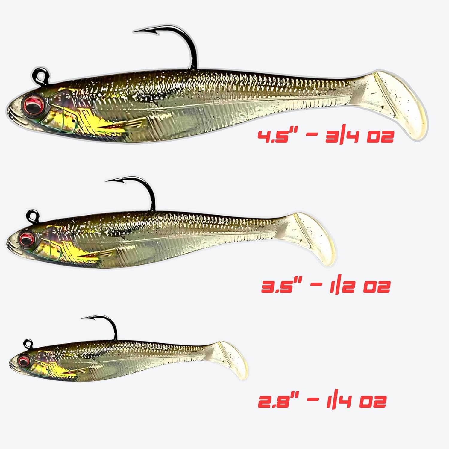 Bass Tackle Patriot Shad - Scented Infused Paddle Tail Swimming Lure Pre-Loaded with Fishing Lure Premium Lure Power Master Hook,Bass Freshwater Predator Fishing Gear