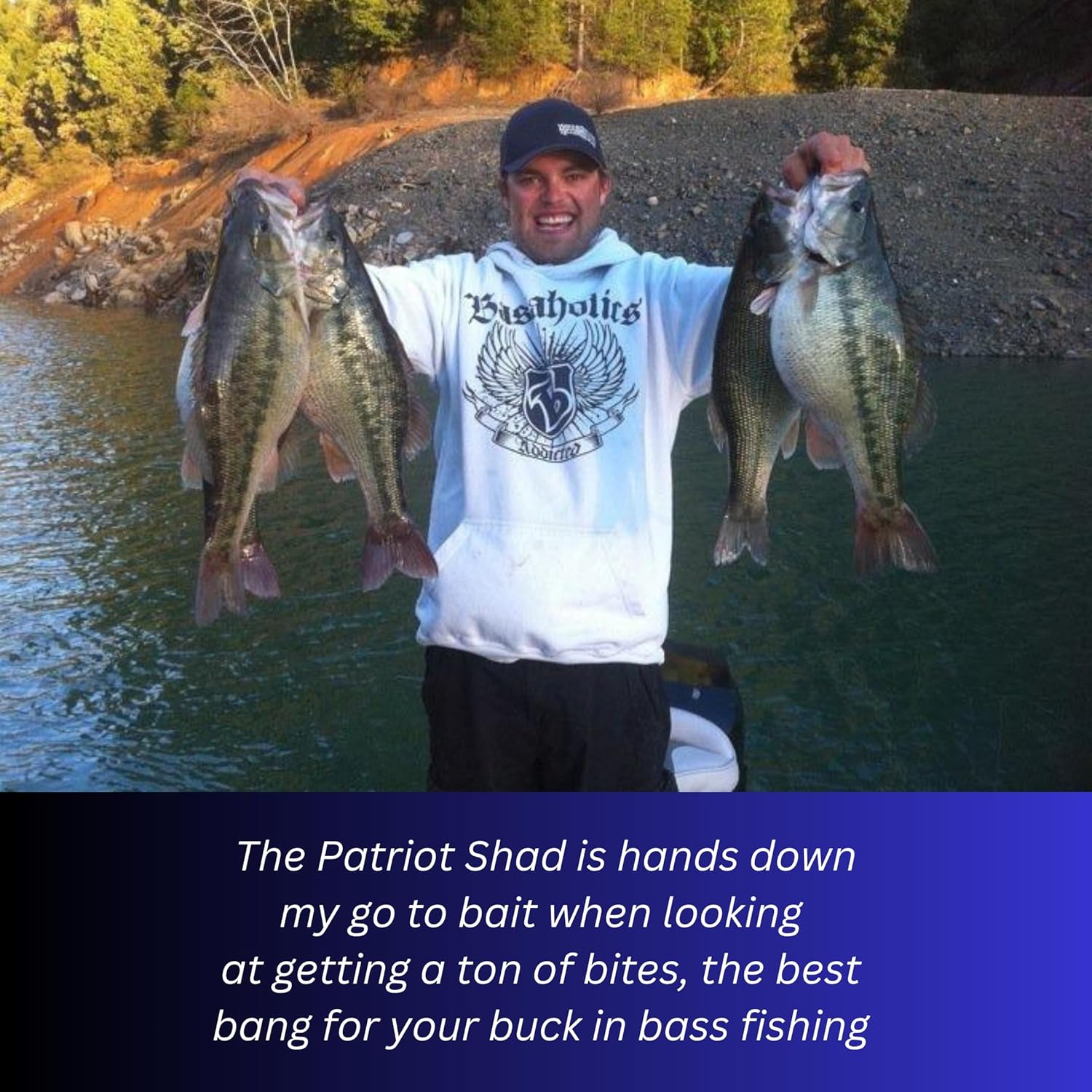 Bass Tackle Patriot Shad - Scented Infused Paddle Tail Swimming Lure Pre-Loaded with Fishing Lure Premium Lure Power Master Hook,Bass Freshwater Predator Fishing Gear