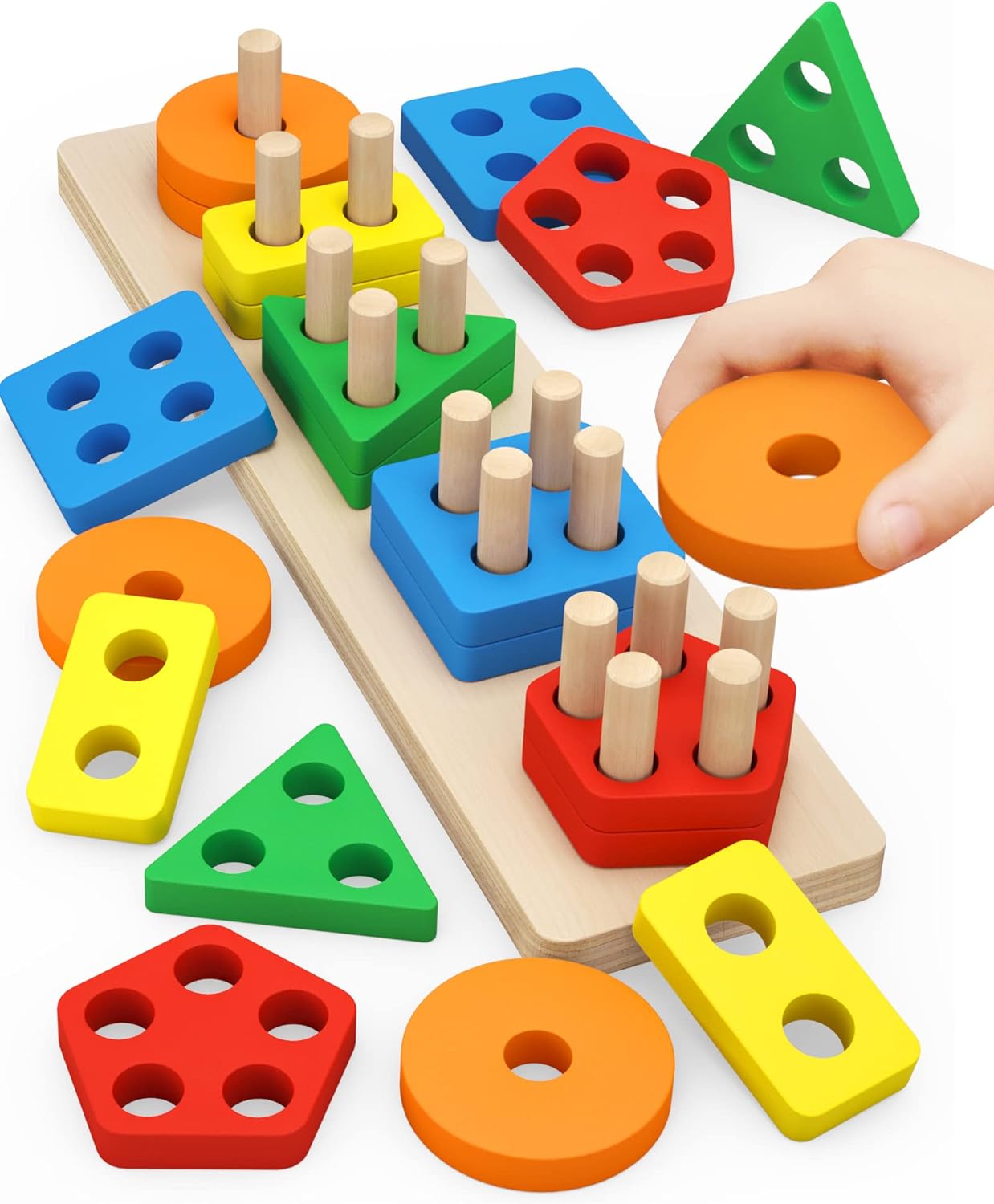 Wooden Sorting and Stacking Toys, 1-3 Years old