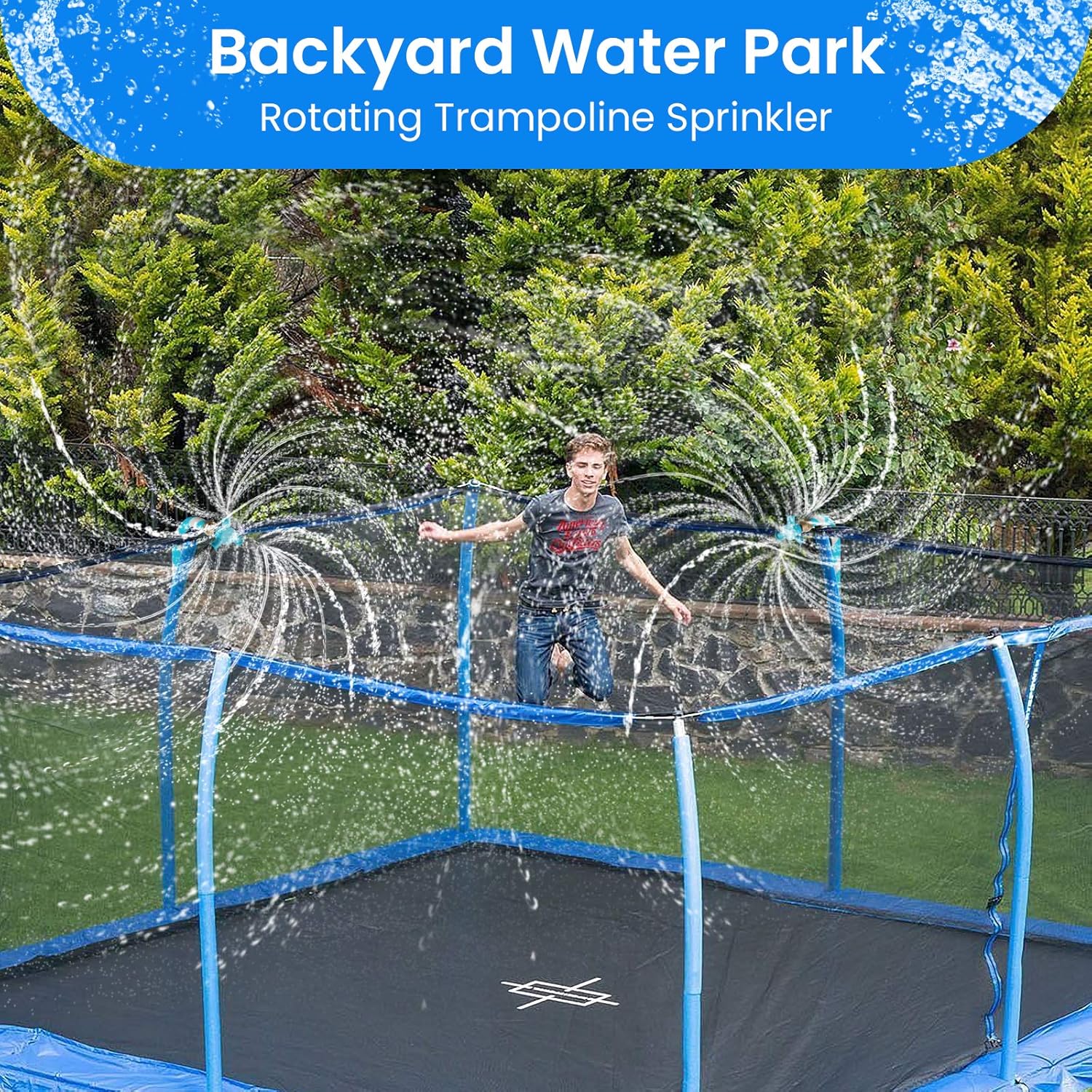 Kids Trampoline Sprinkler Backyard Water Park