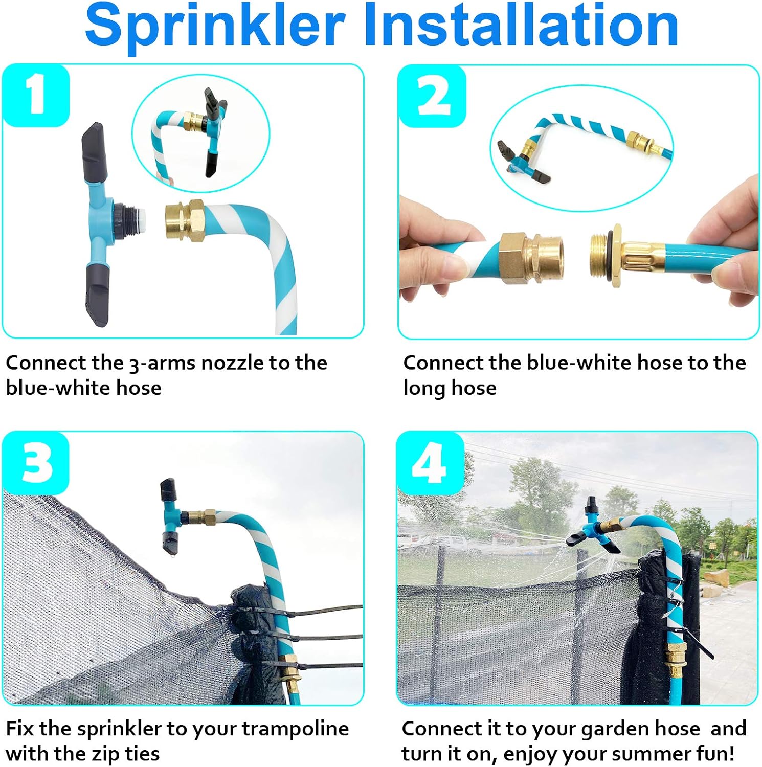 Kids Trampoline Sprinkler Backyard Water Park