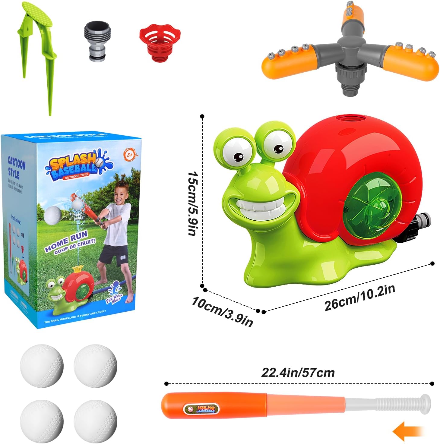 2 in 1 Snail Sprinkler Baseball Toy