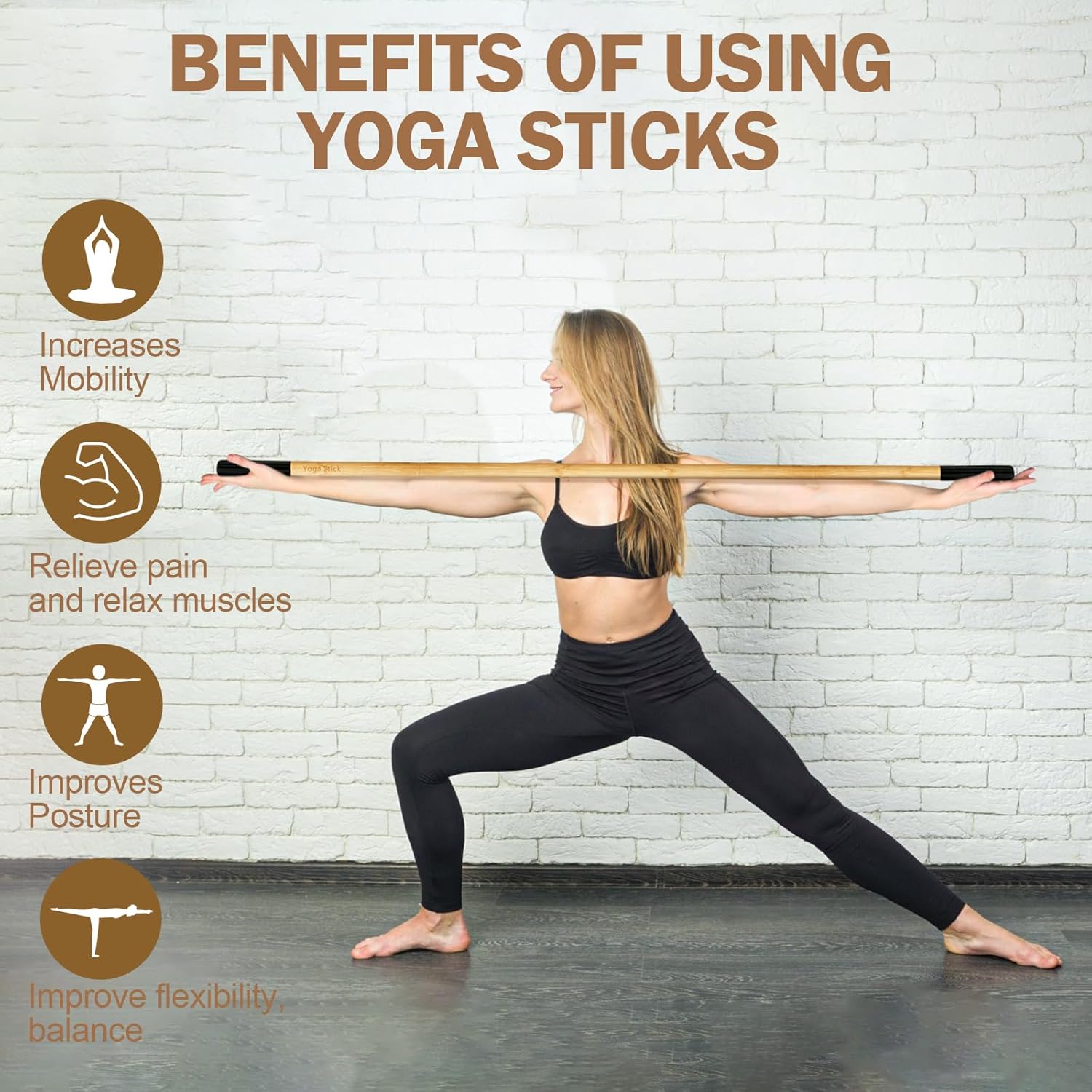5 feet Bamboo Yoga Stick, Adjustable