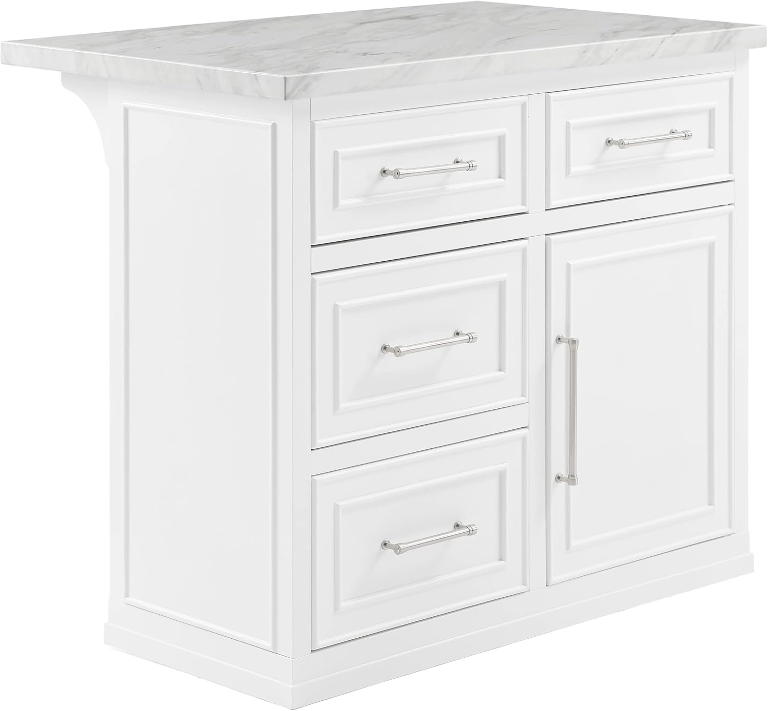 Crosley Cutler Kitchen Island with Faux Marble Top, White