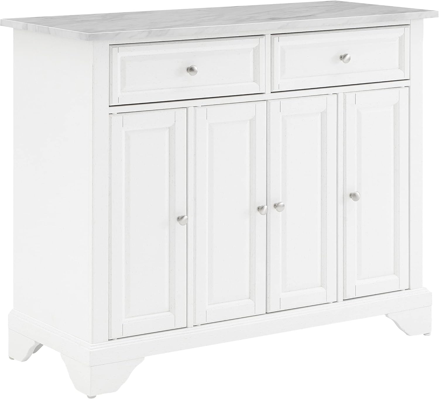 Crosley Furniture Avery Rolling Kitchen Island Storage Cart with Shelves, Microwave Shelf, Coffee Bar, Aged White