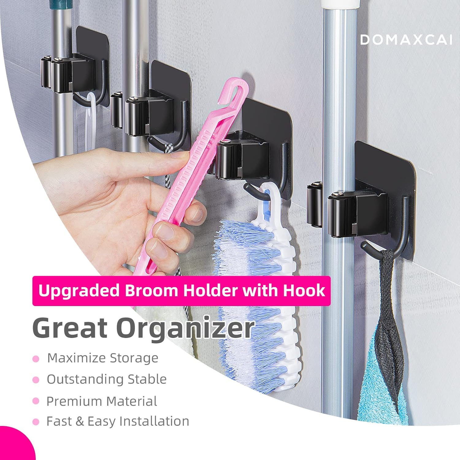 Black Anti-skid Broom Holder