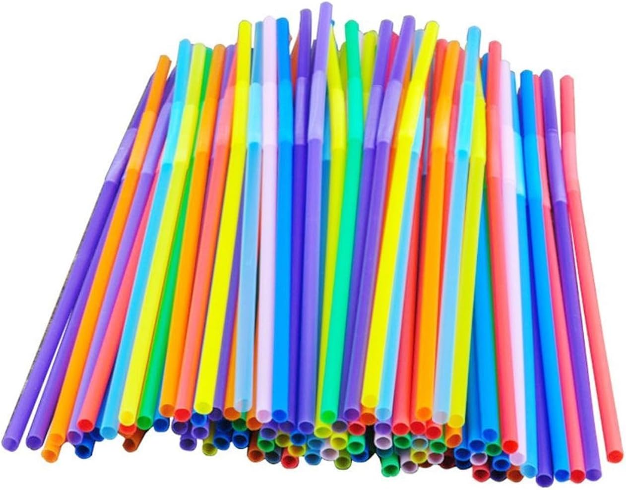 Colorful Extra Long Flexible Bendable Party Disposable Drinking Straws,100pcs