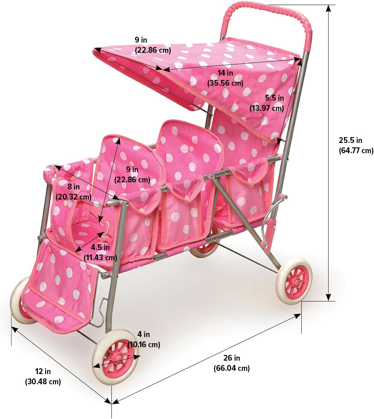 Folding Triple Doll Stroller