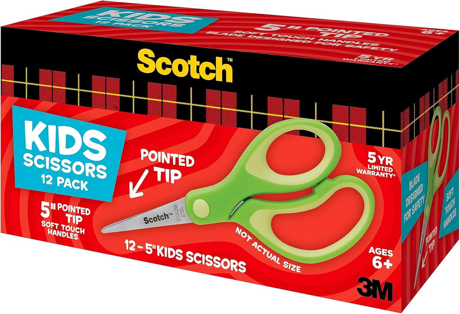 5" Soft-Touch Blunt Tip Children's Scissors, 12 Count Teacher's Pack