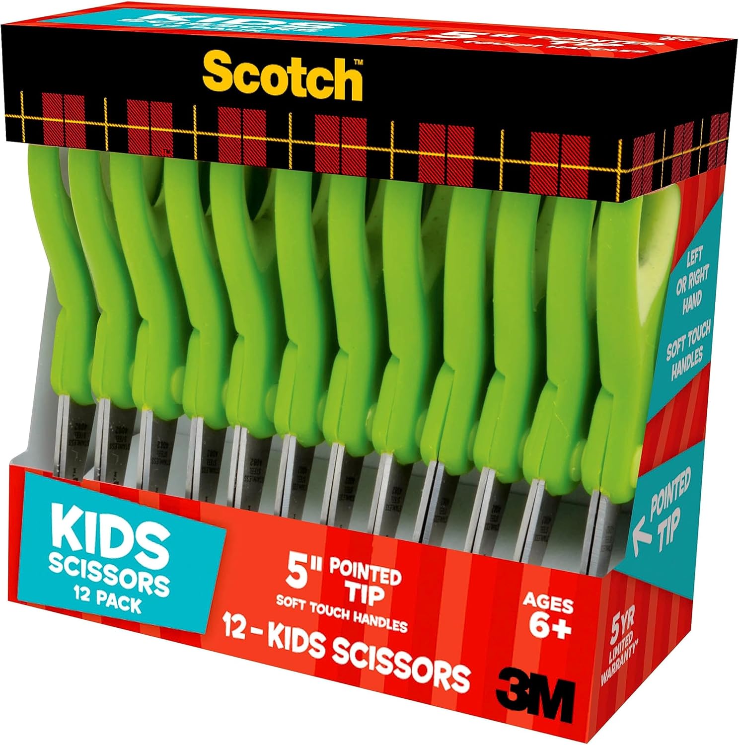 5" Soft-Touch Blunt Tip Children's Scissors, 12 Count Teacher's Pack