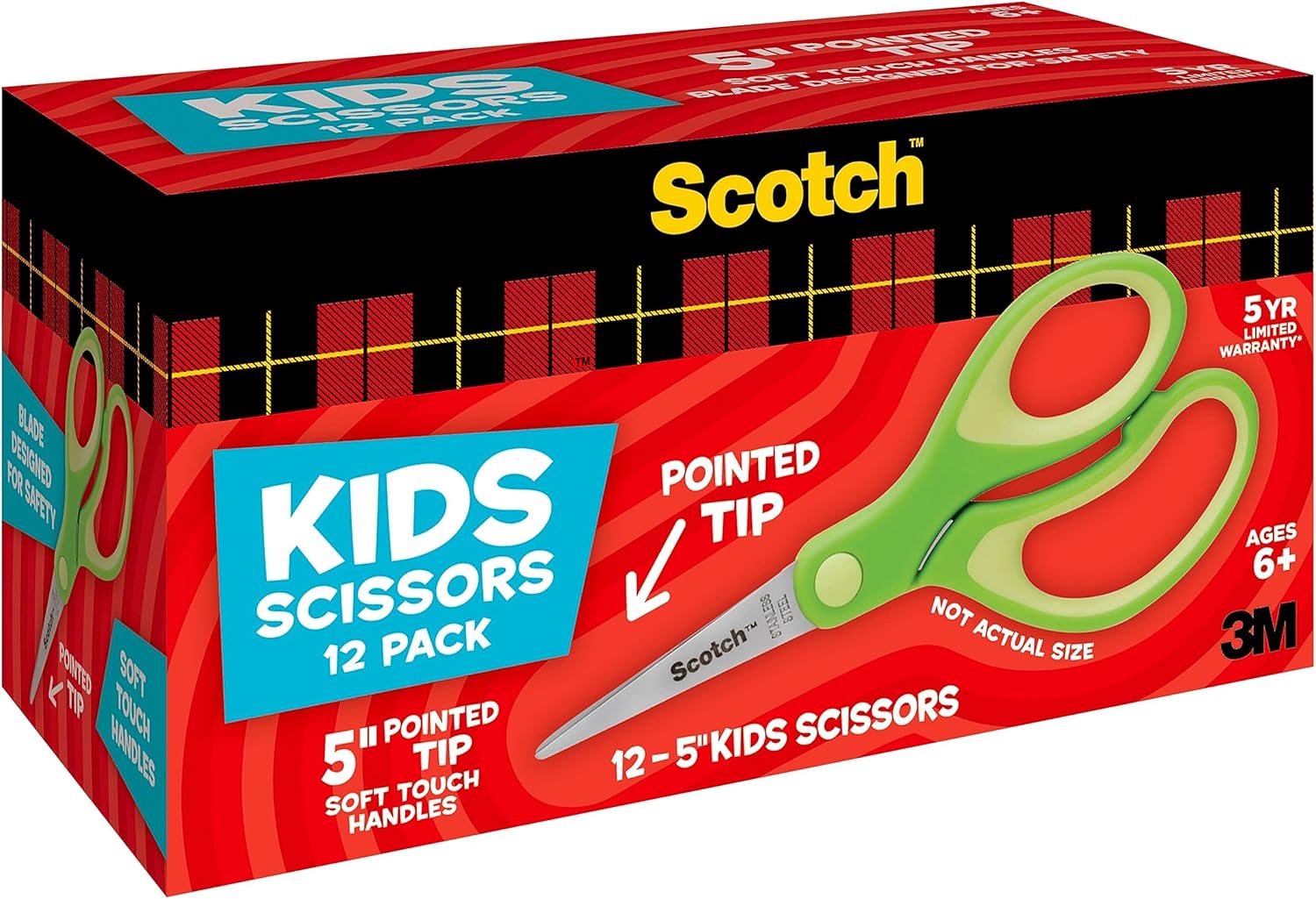 5" Soft-Touch Blunt Tip Children's Scissors, 12 Count Teacher's Pack