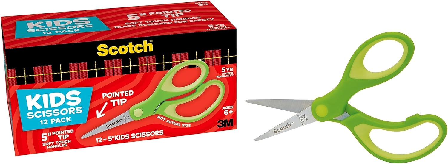 5" Soft-Touch Blunt Tip Children's Scissors, 12 Count Teacher's Pack