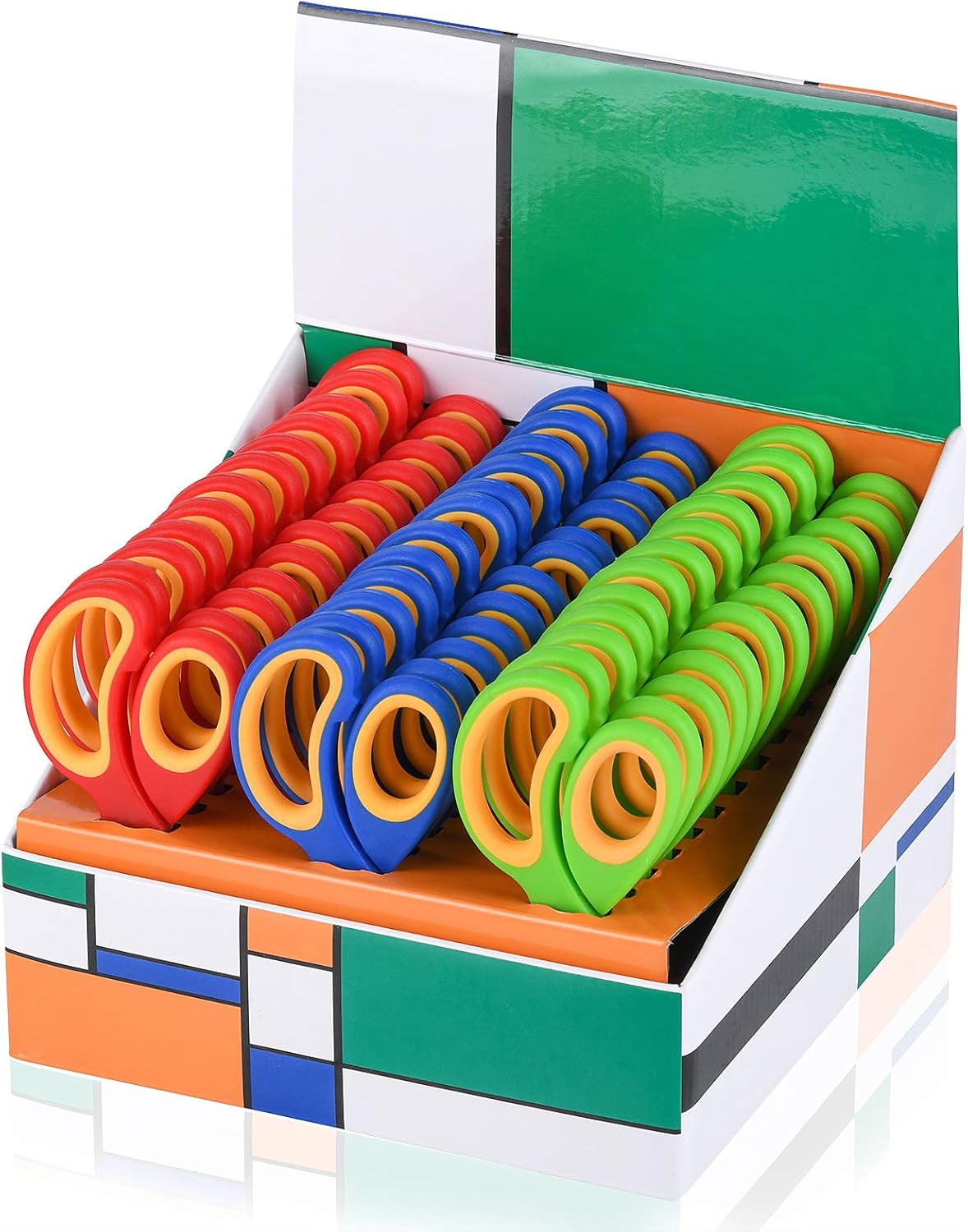 Children's Scissors 5-Inch (Approx. 12.7 cm) (School Teacher Bulk Classroom Set, 5-Inch (Approx. 12.7 cm) - Soft Touch Pointed Student Scissors, Blunt, Assorted Colors (36)