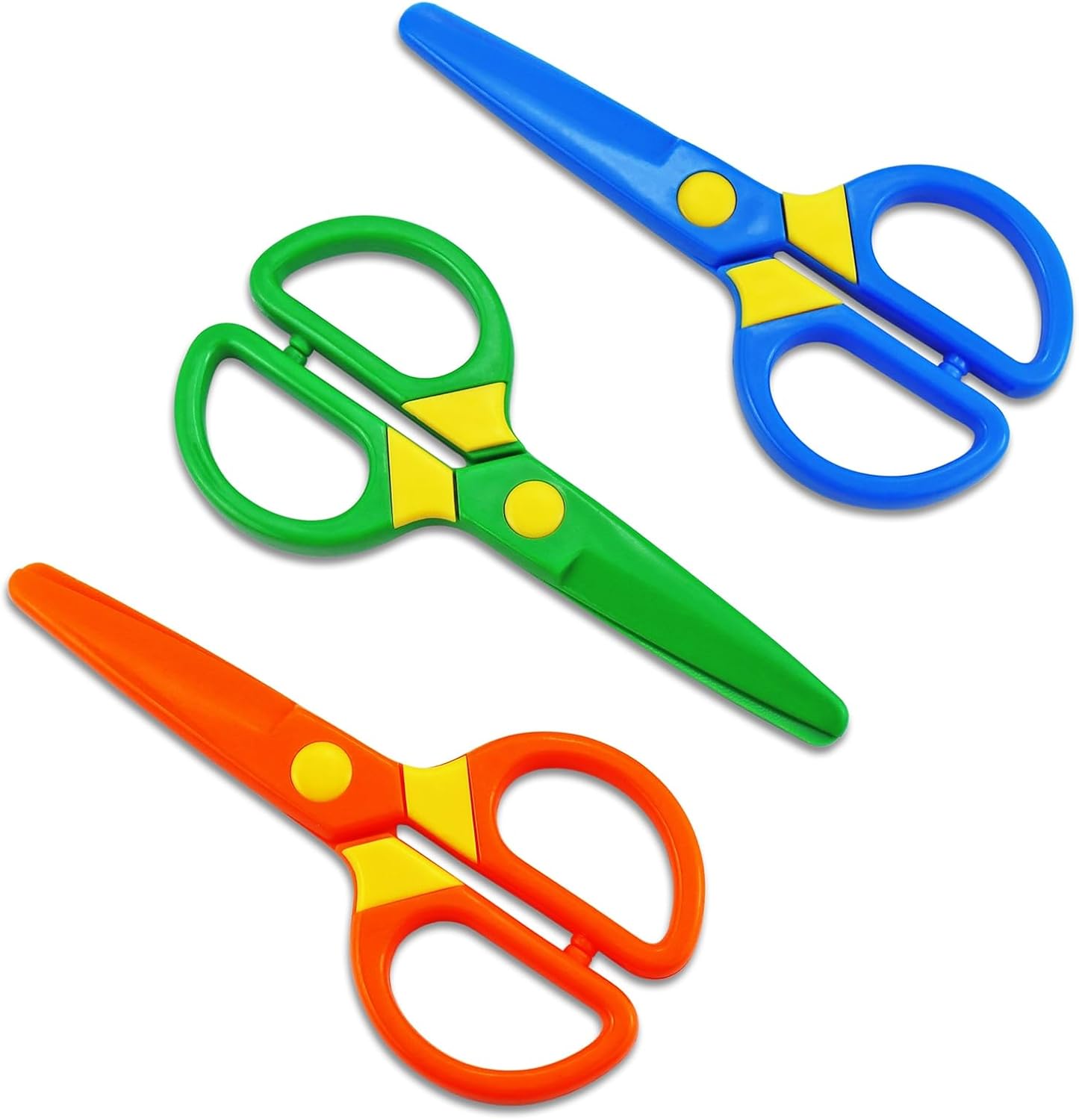 Plastic Child Safety Scissors Set, Toddler Training Scissors, Preschool Training Scissors and Children's Art Supplies (3 Pcs) Multi Colors