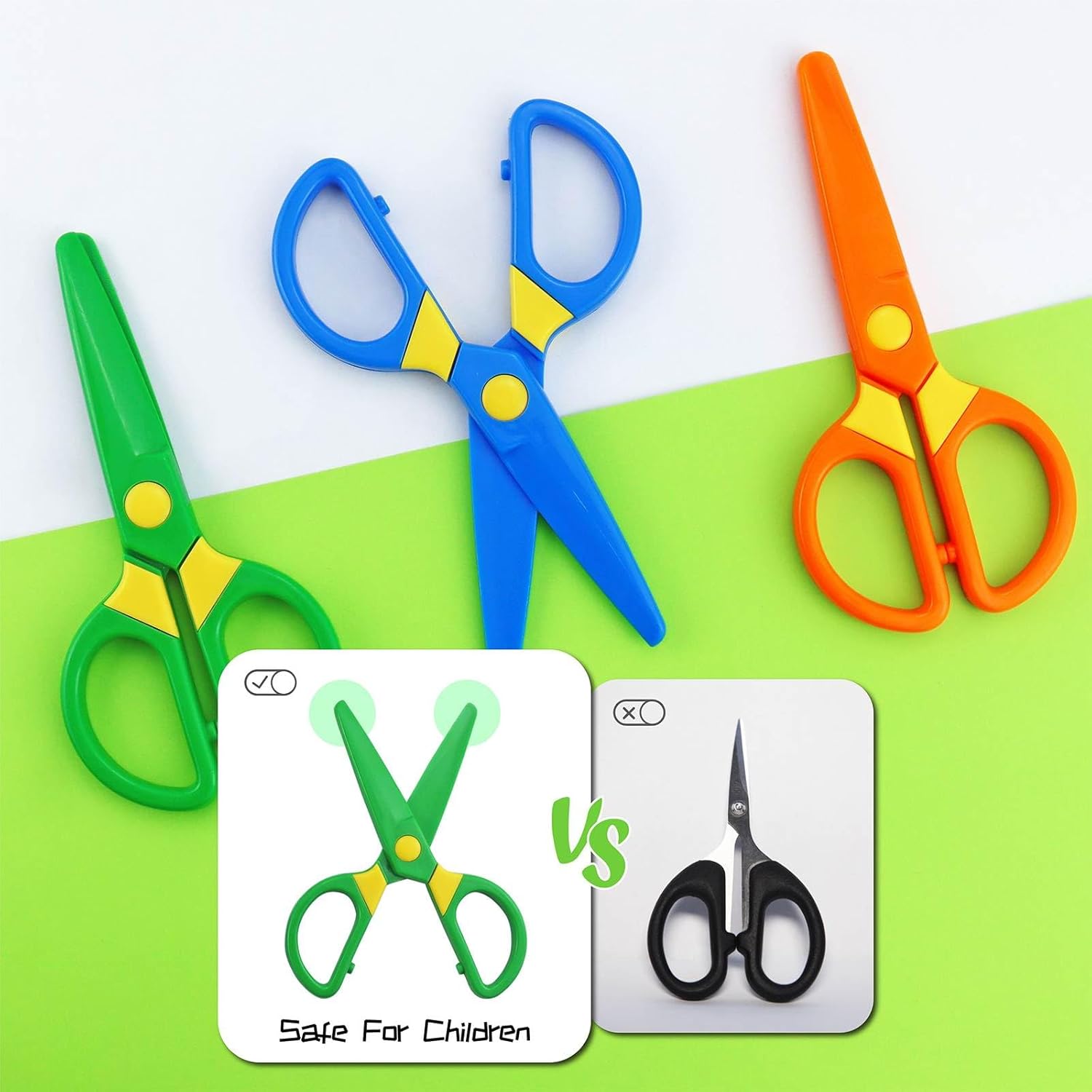 3 Pack Plastic Child Safety Scissors Set, Toddler Training Scissors