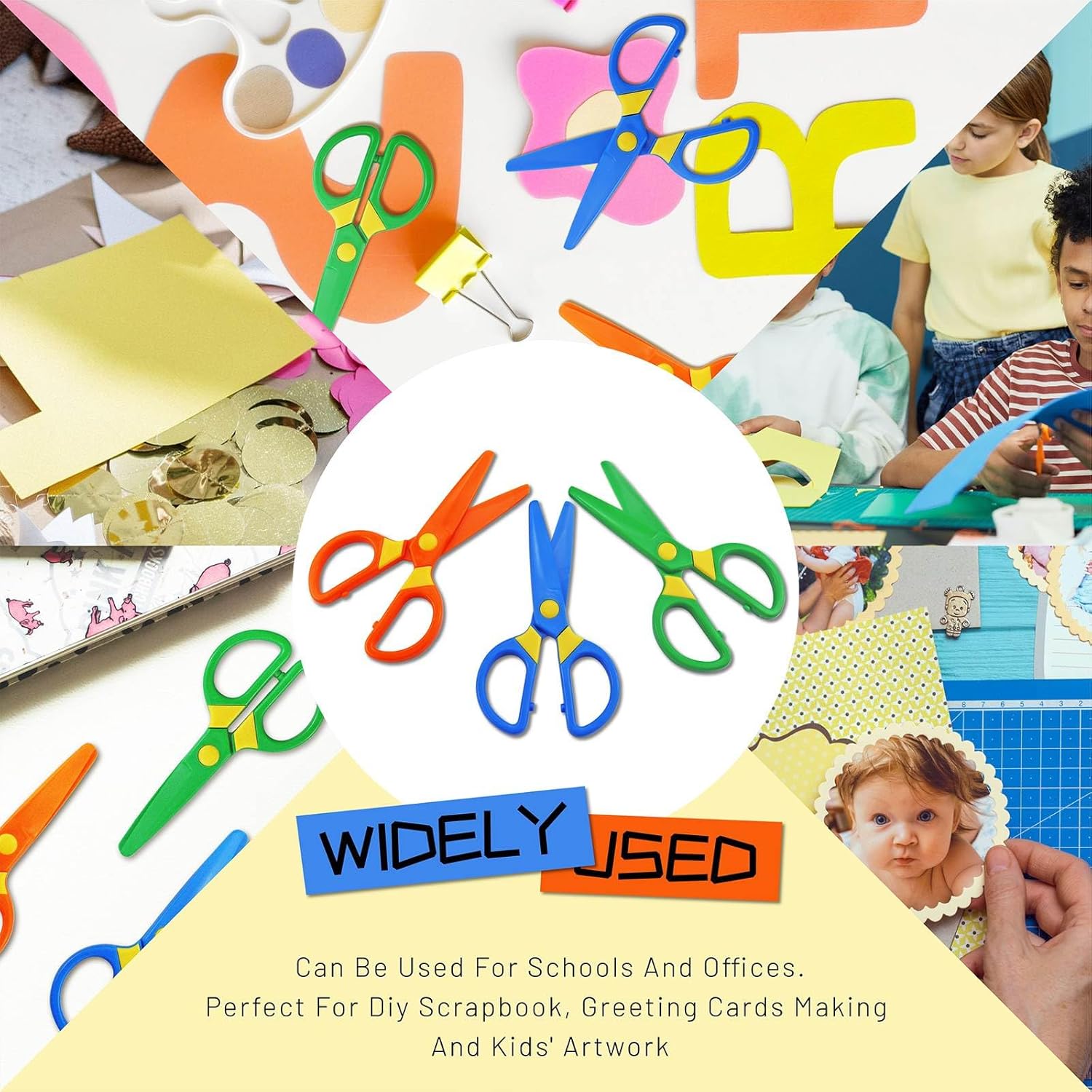 3 Pack Plastic Child Safety Scissors Set, Toddler Training Scissors