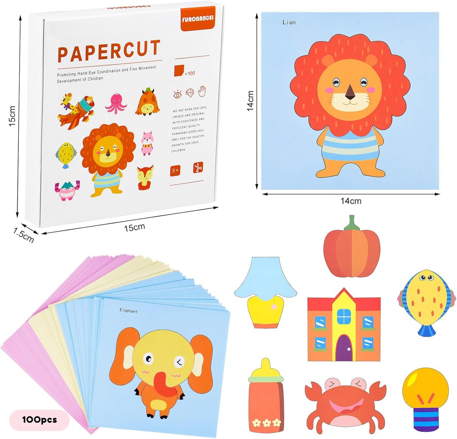 3 Kids Safety Scissors with 100 Pcs Paper Cutting For Paper Craft Supplies, Kids Preschool Training Scissors, Art Craft Plastic Scissors for School Supplies and Scrapbooking Supplies