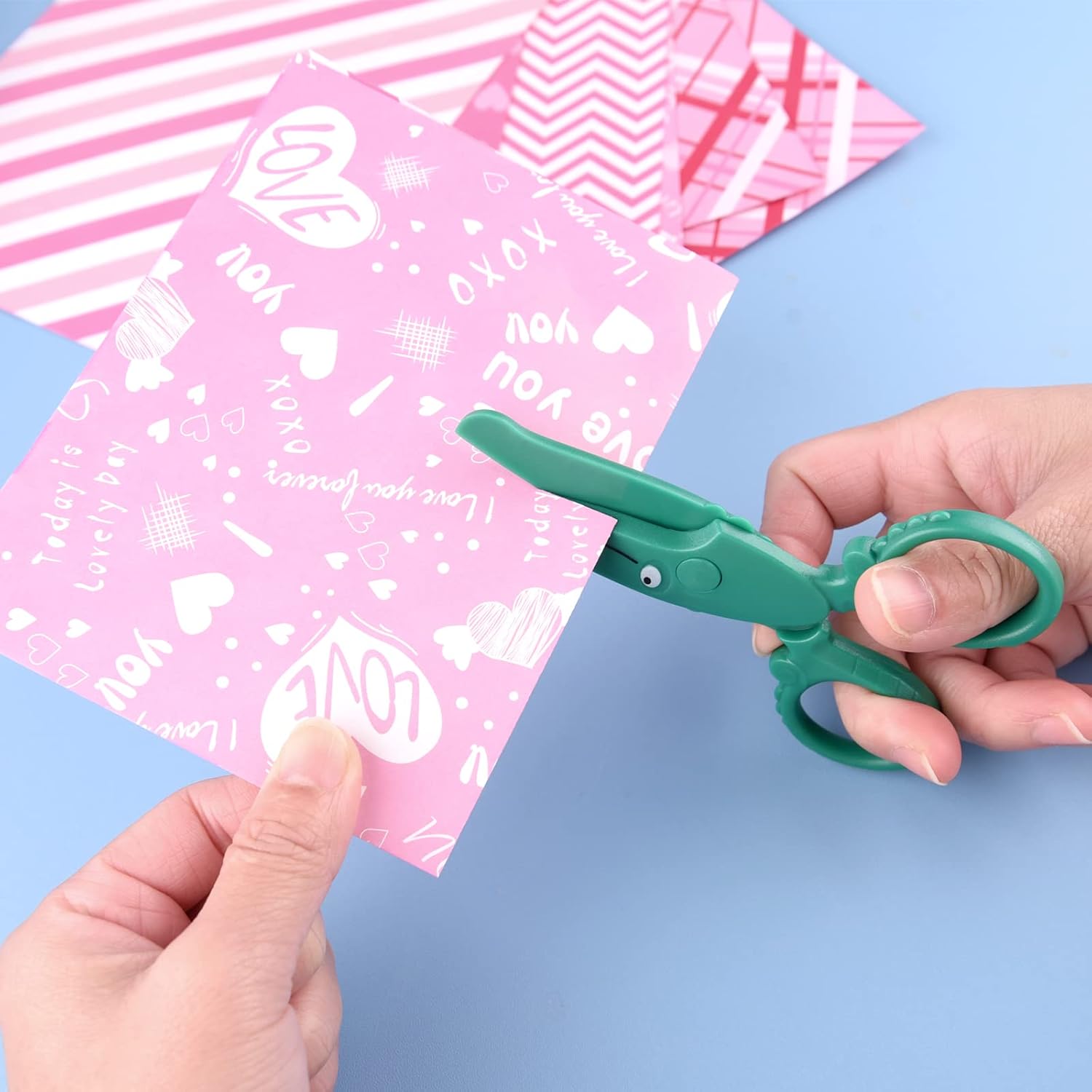 3 Kids Safety Scissors with 100 Pcs Paper Cutting For Paper Craft Supplies, Kids Preschool Training Scissors, Art Craft Plastic Scissors for School Supplies and Scrapbooking Supplies