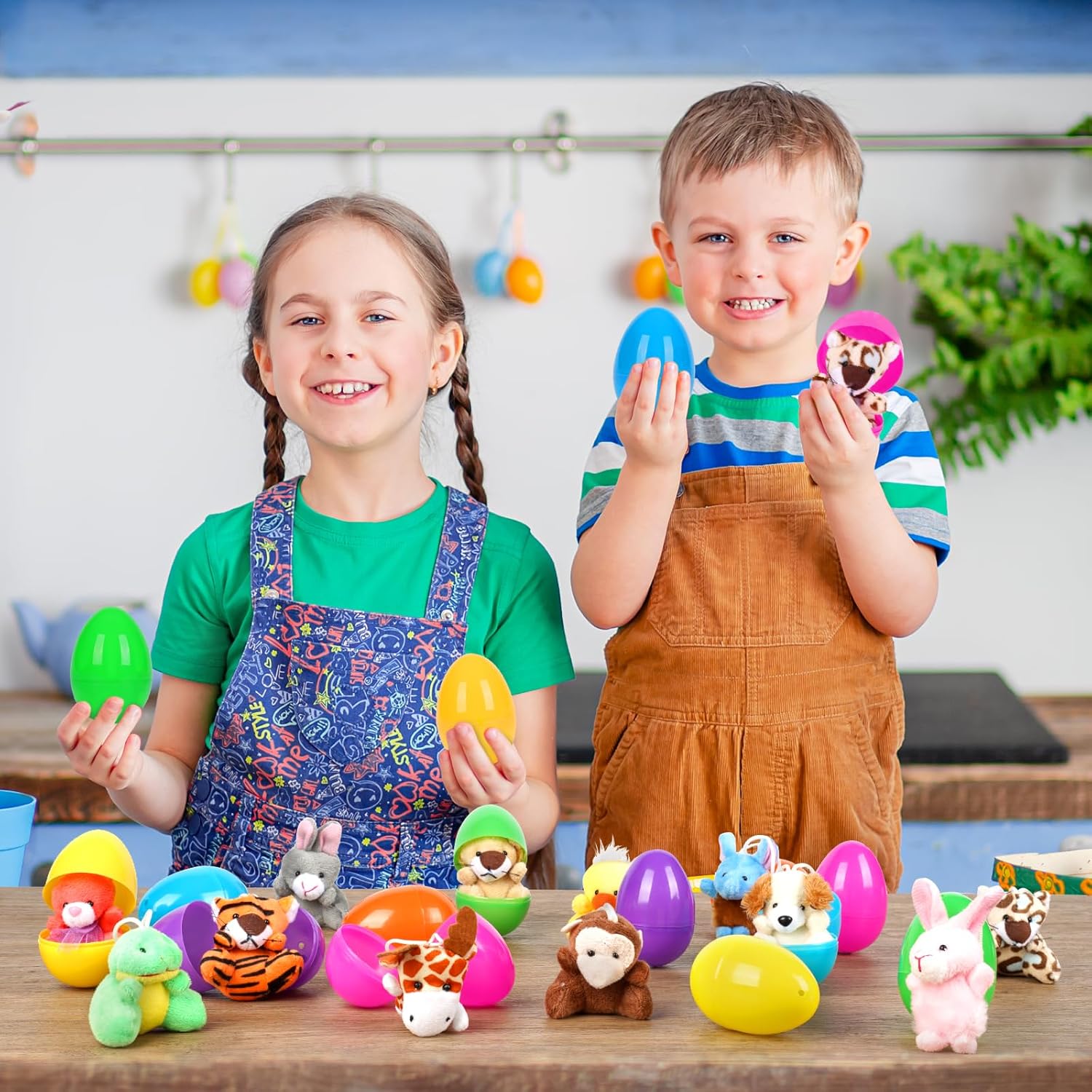 3.15" 12 Pre-packed Easter Eggs with Animal Plush
